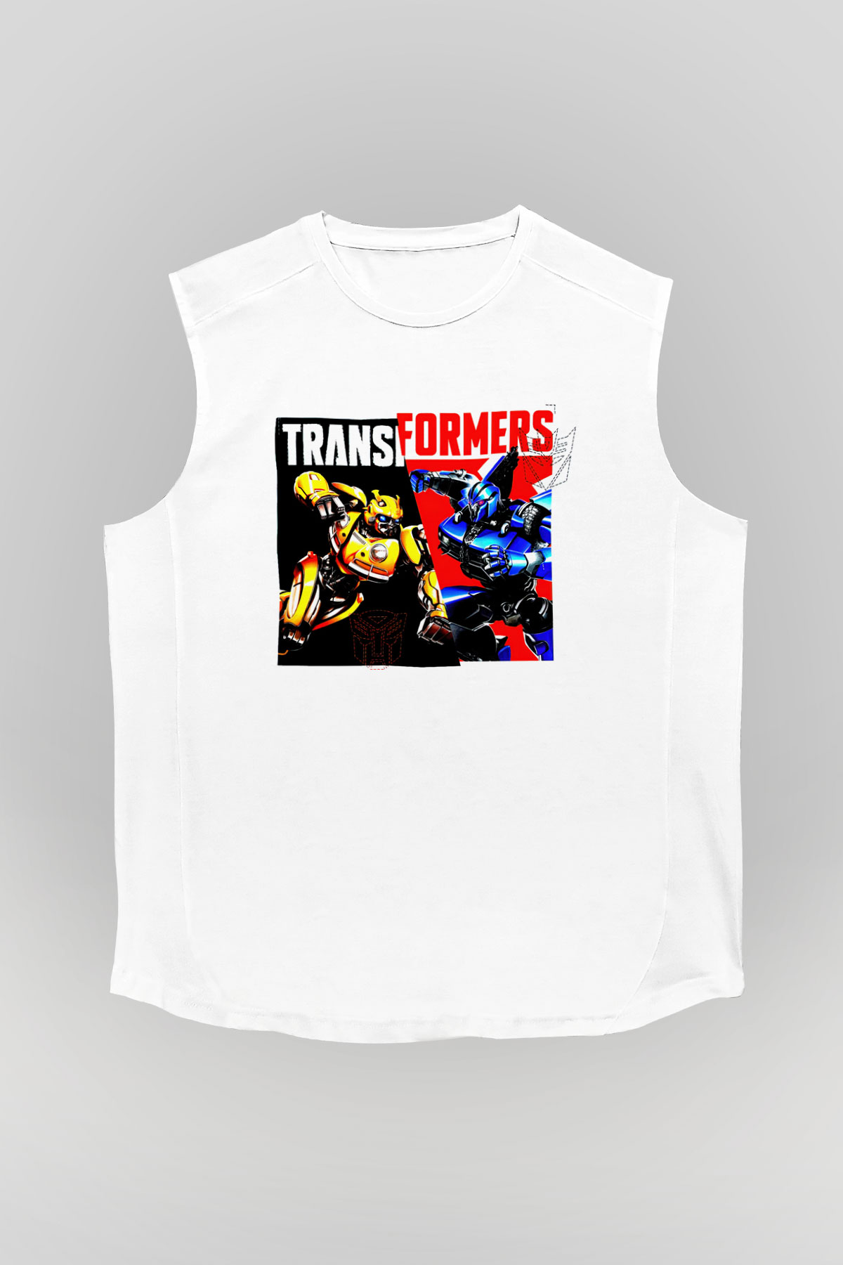 Transformers Beyaz Unisex  Kolsuz Tişört