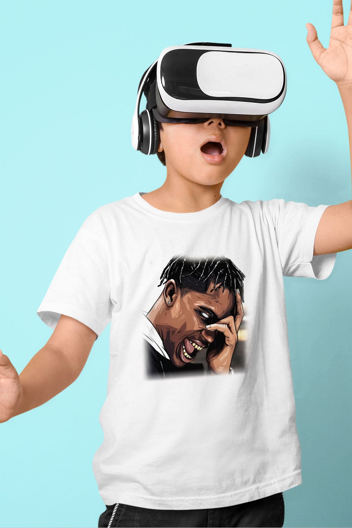 Travis Scott Baskılı Beyaz Unisex Çocuk Tişört