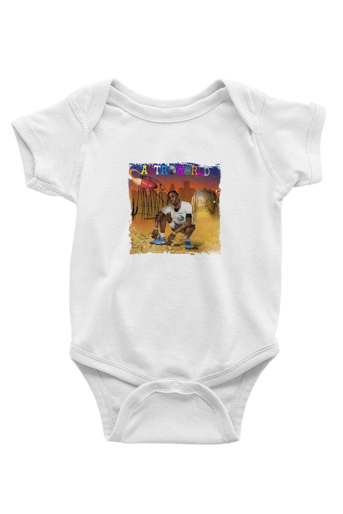 Travis Scott Baskılı Unisex Beyaz Bebek Body - Zıbın