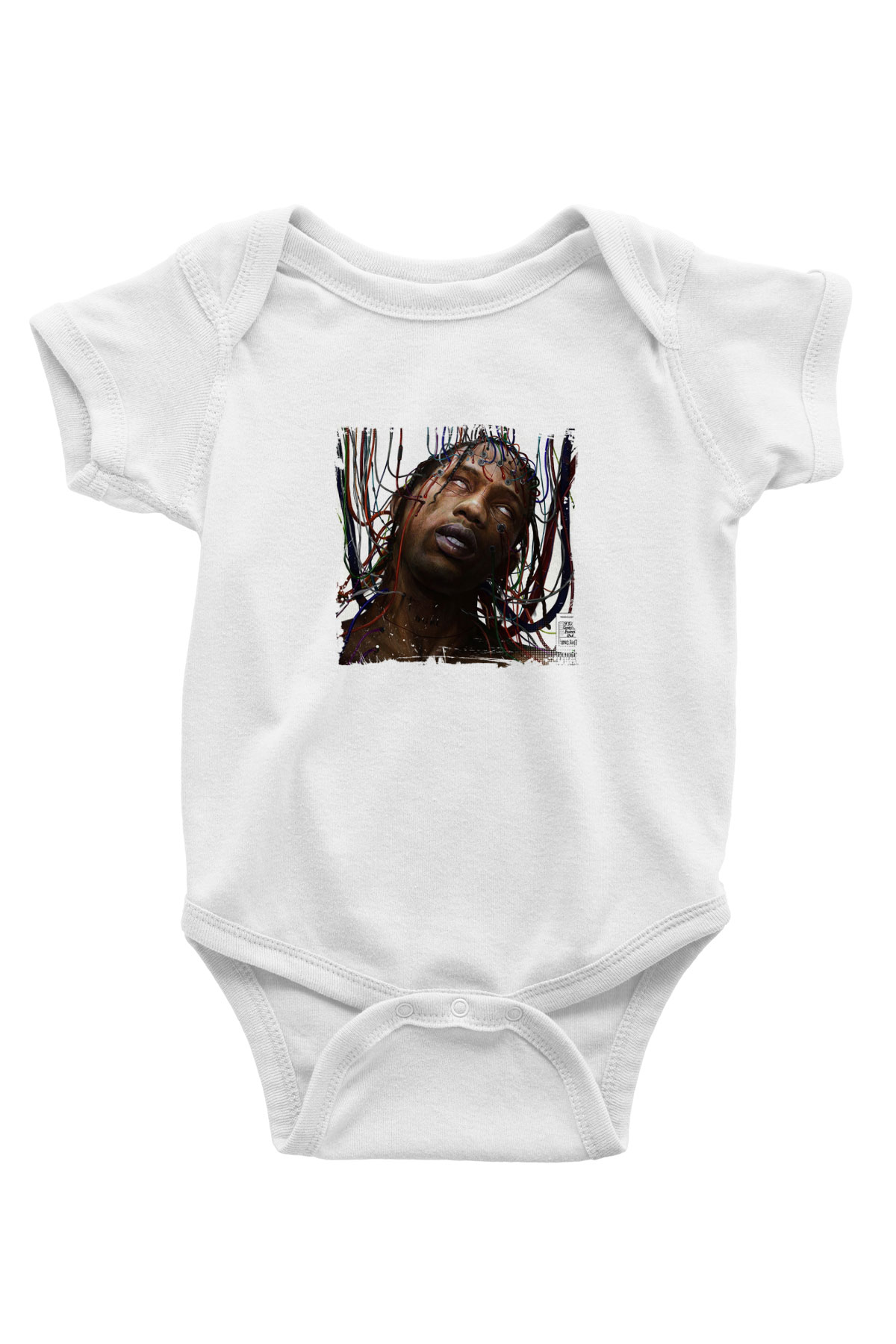 Travis Scott Baskılı Unisex Beyaz Bebek Body - Zıbın