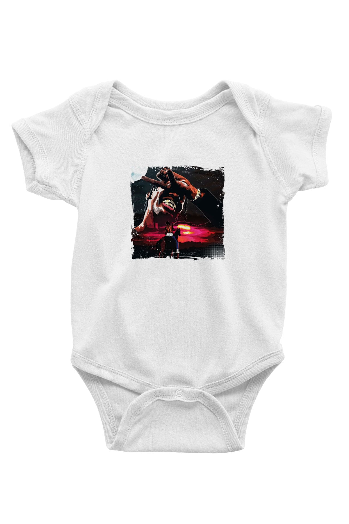 Travis Scott Baskılı Unisex Beyaz Bebek Body - Zıbın