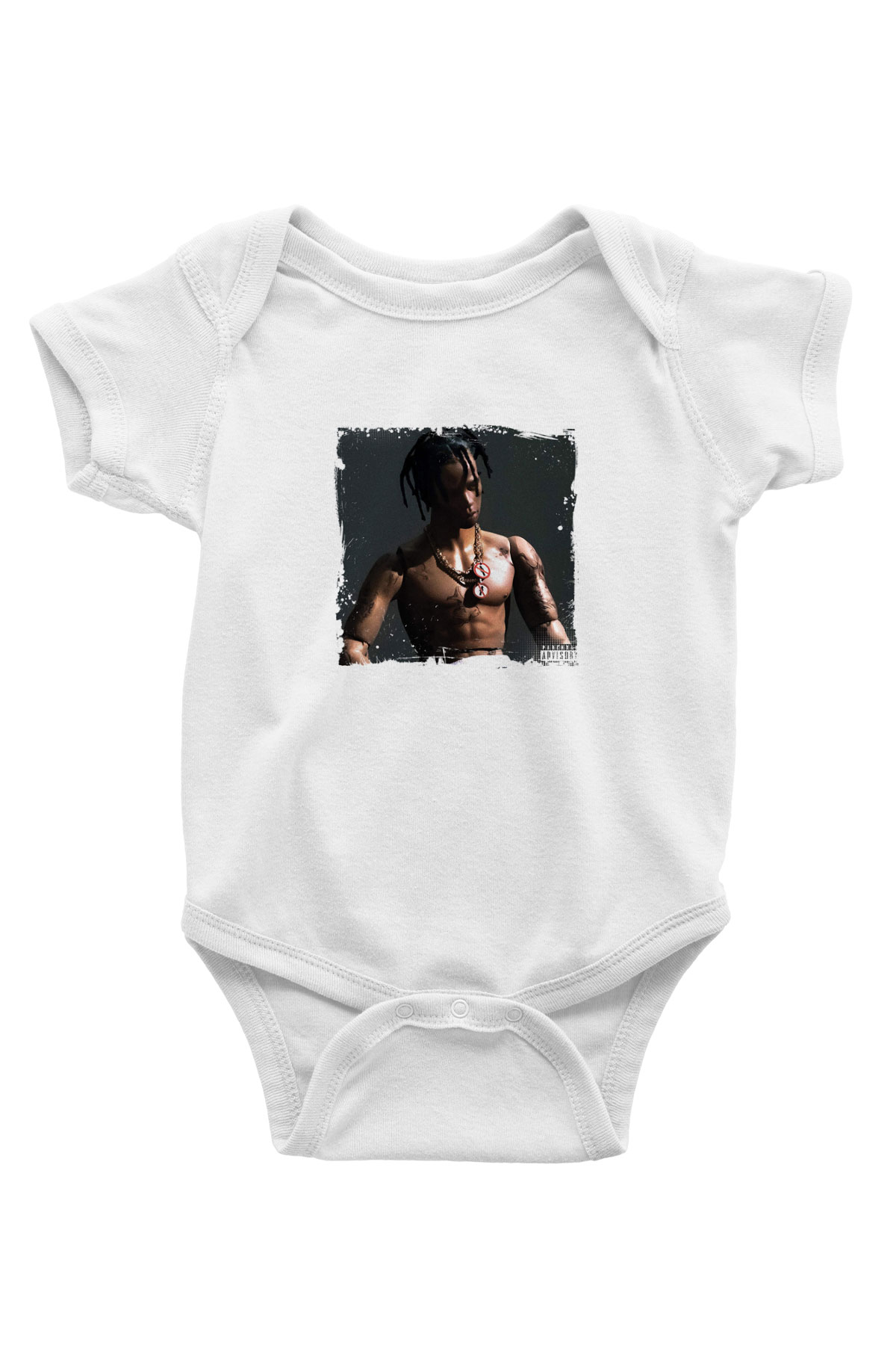 Travis Scott Baskılı Unisex Beyaz Bebek Body - Zıbın