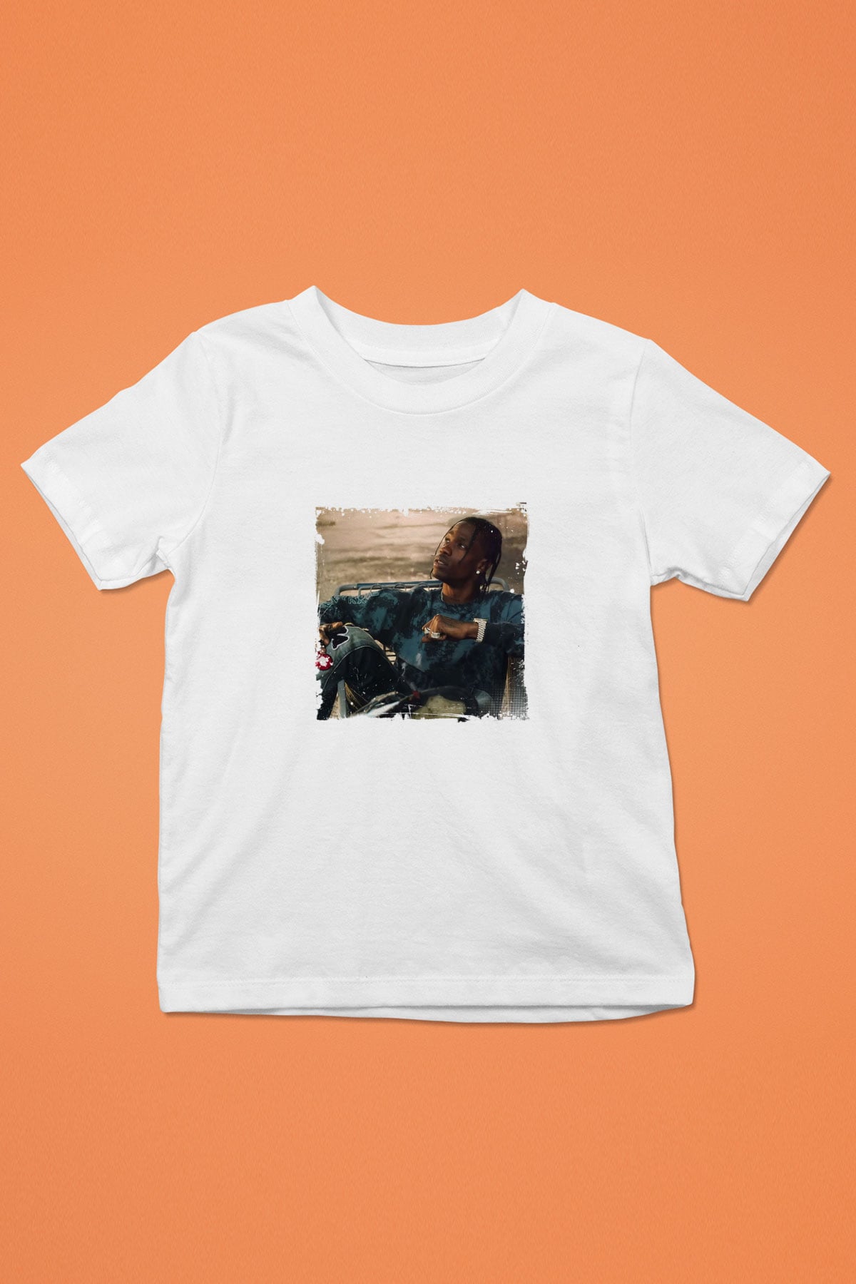 Travis Scott Baskılı Unisex Beyaz Çocuk Tişört