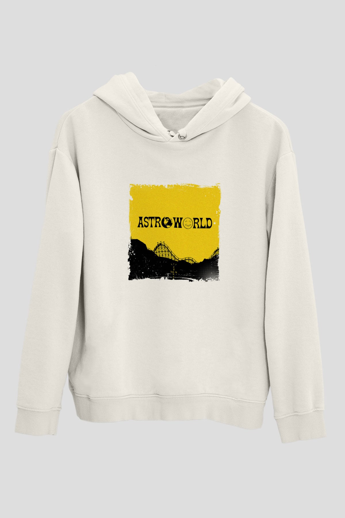 Travis Scott Baskılı Unisex Beyaz Kapüşonlu Sweatshirt