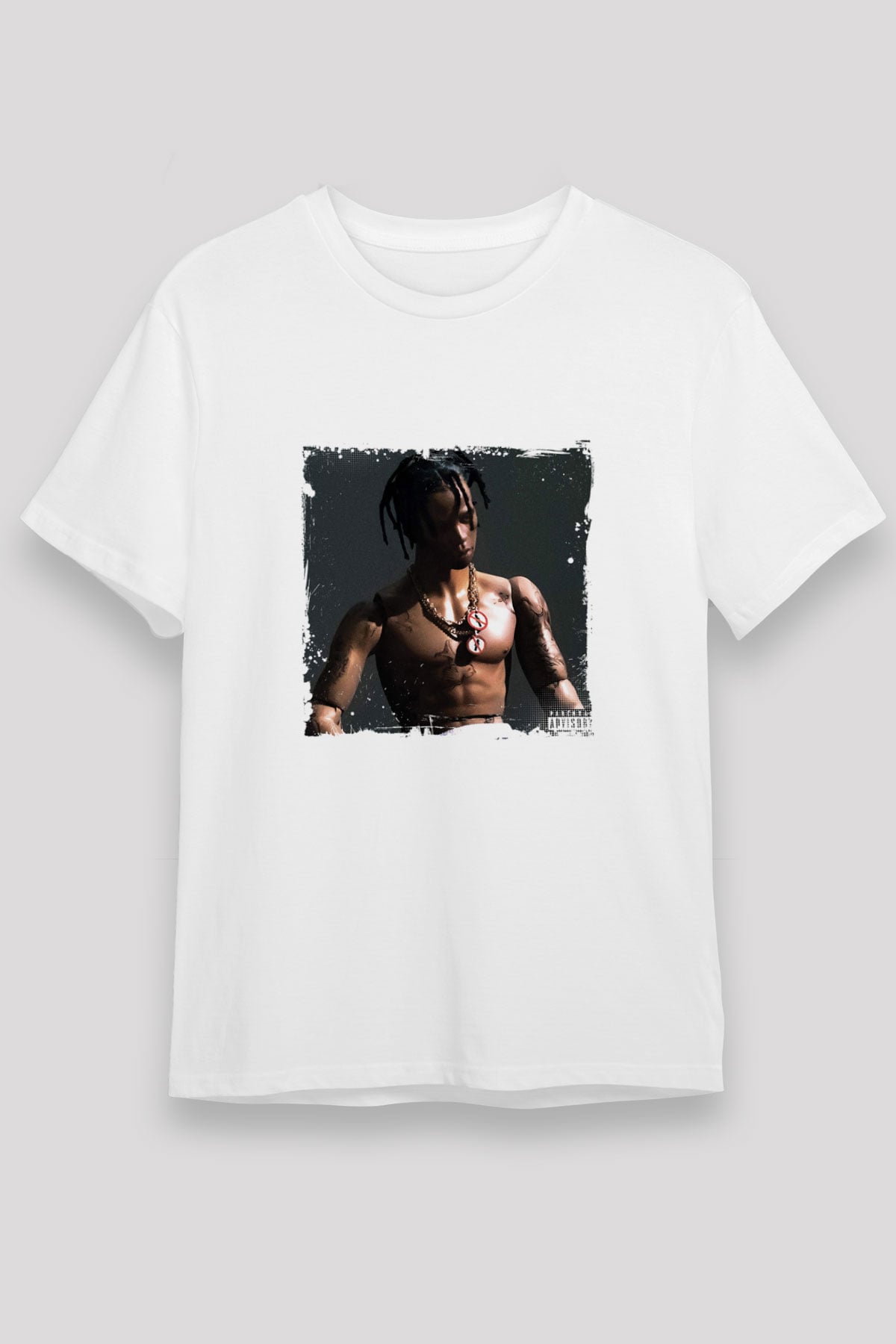 Travis Scott Baskılı Unisex Beyaz Tişört