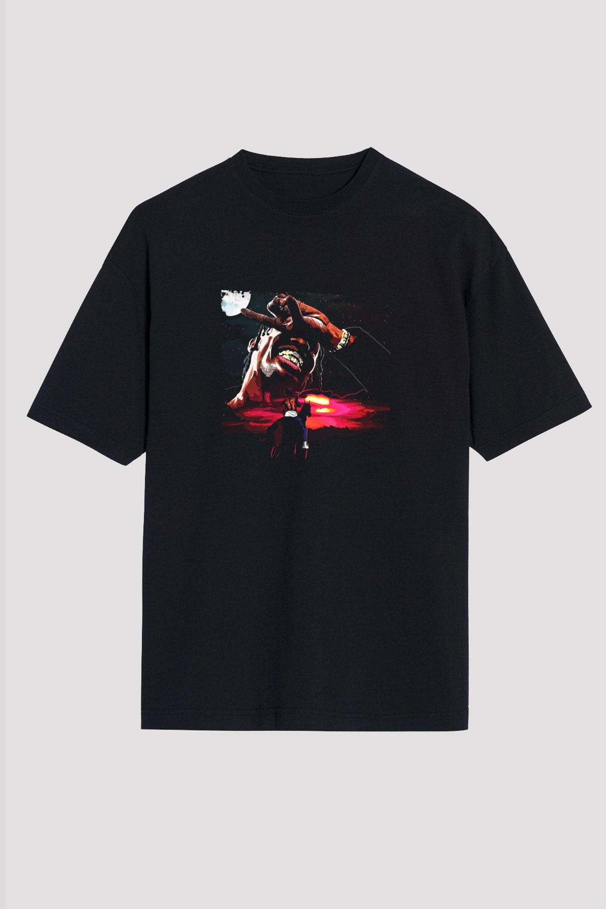 Travis Scott Baskılı Unisex Oversize Siyah Tişört