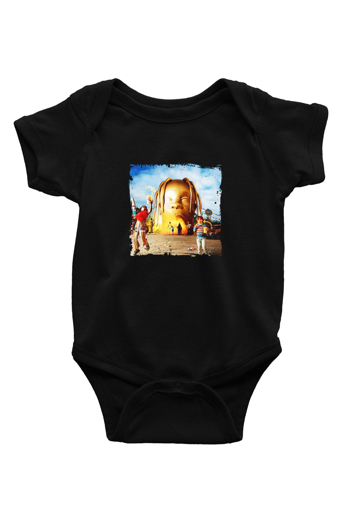 Travis Scott Baskılı Unisex Siyah Bebek Body - Zıbın