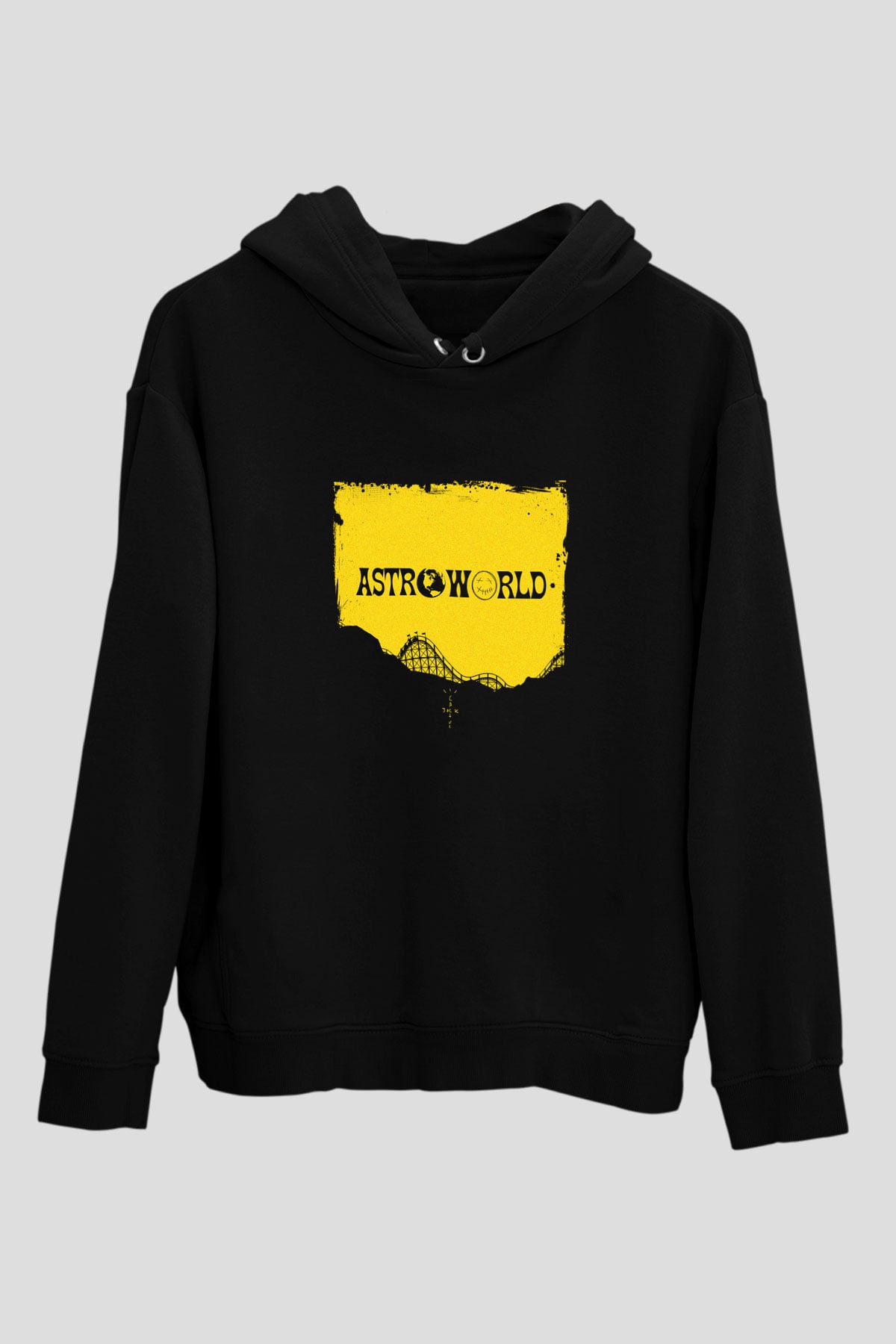 Travis Scott Baskılı Unisex Siyah Hoodie