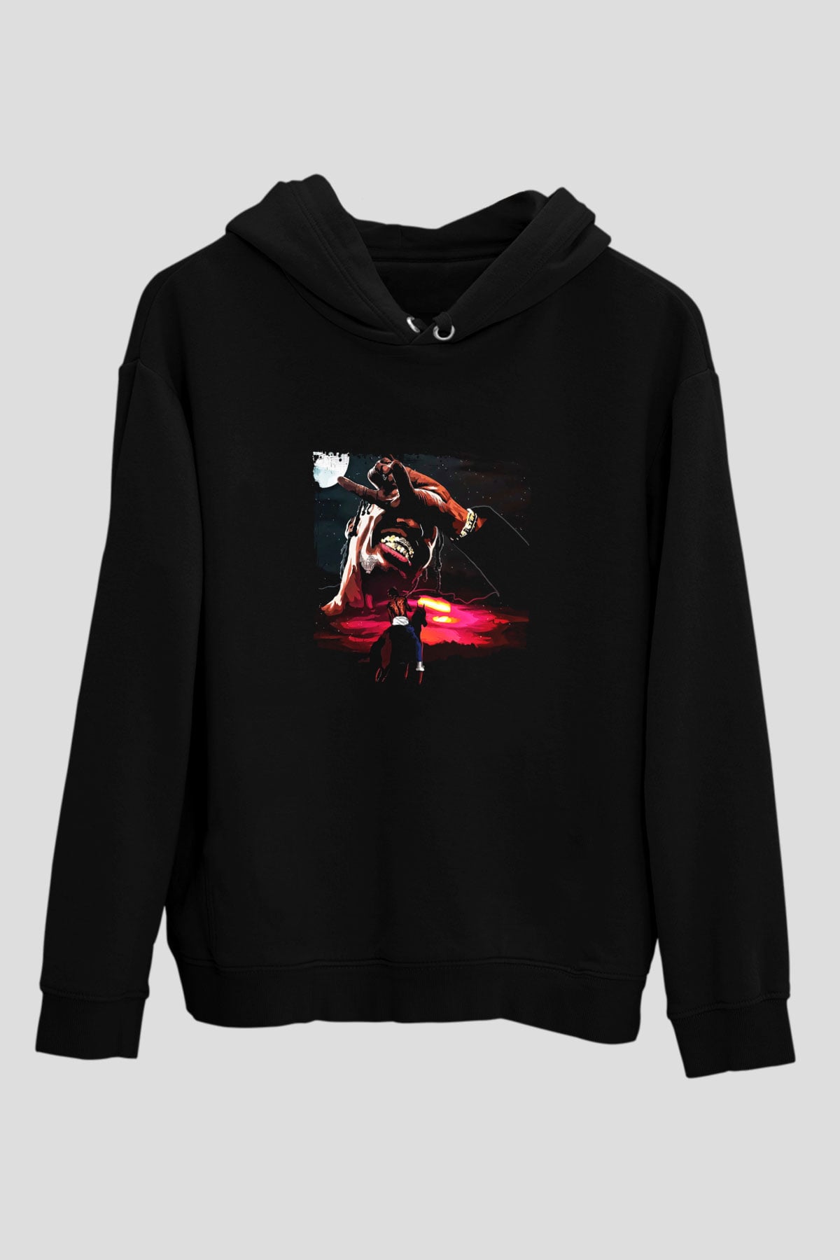 Travis Scott Baskılı Unisex Siyah Hoodie