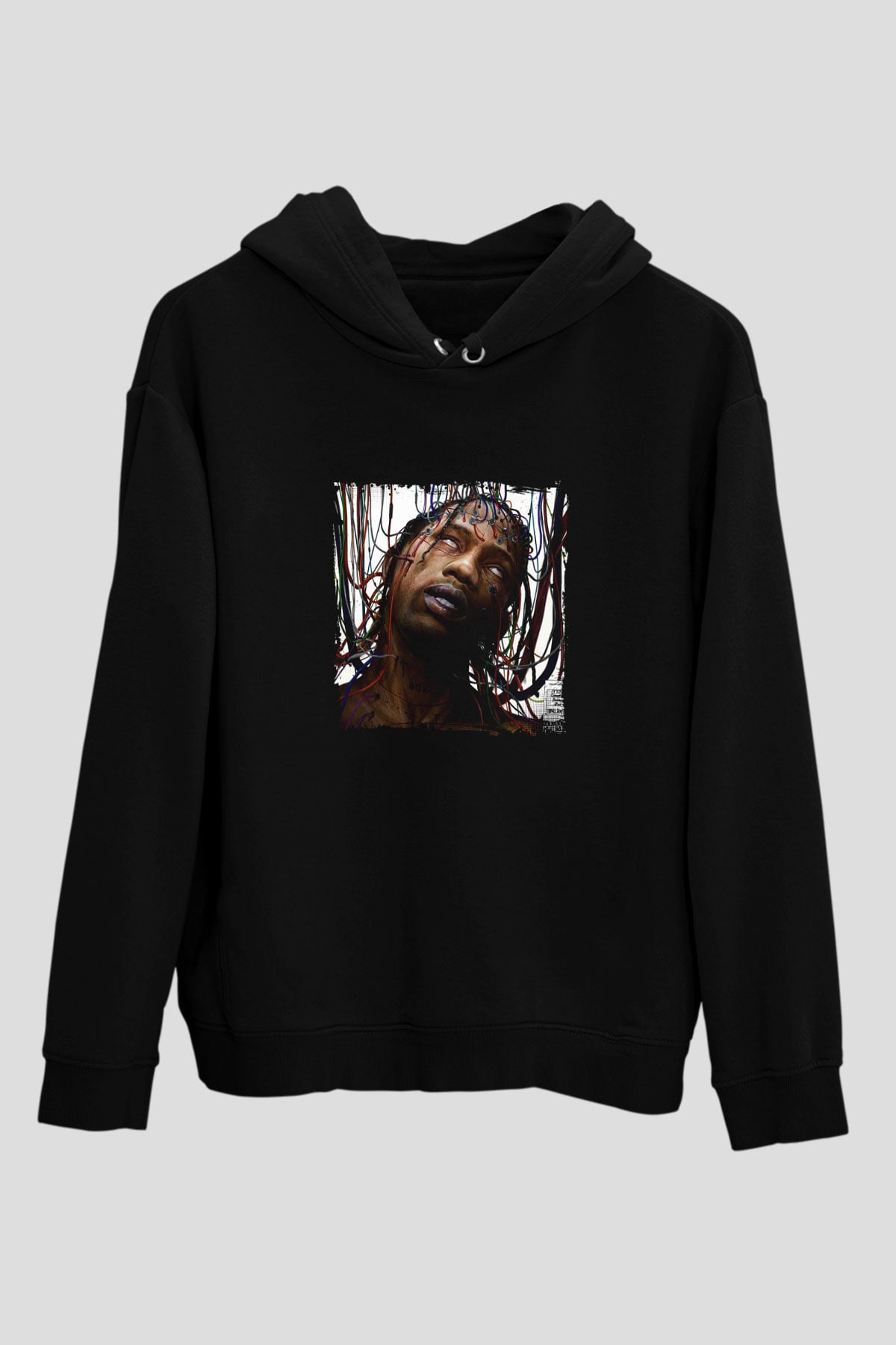 Travis Scott Baskılı Unisex Siyah Hoodie