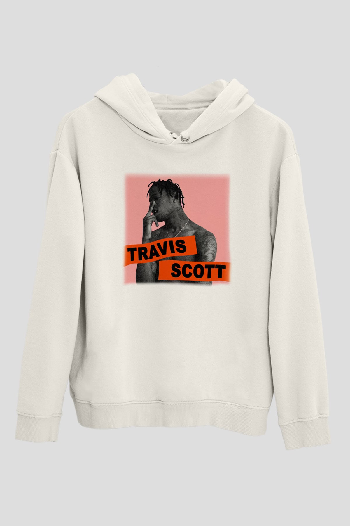 Travis Scott Beyaz Unisex Kapşonlu Sweatshirt