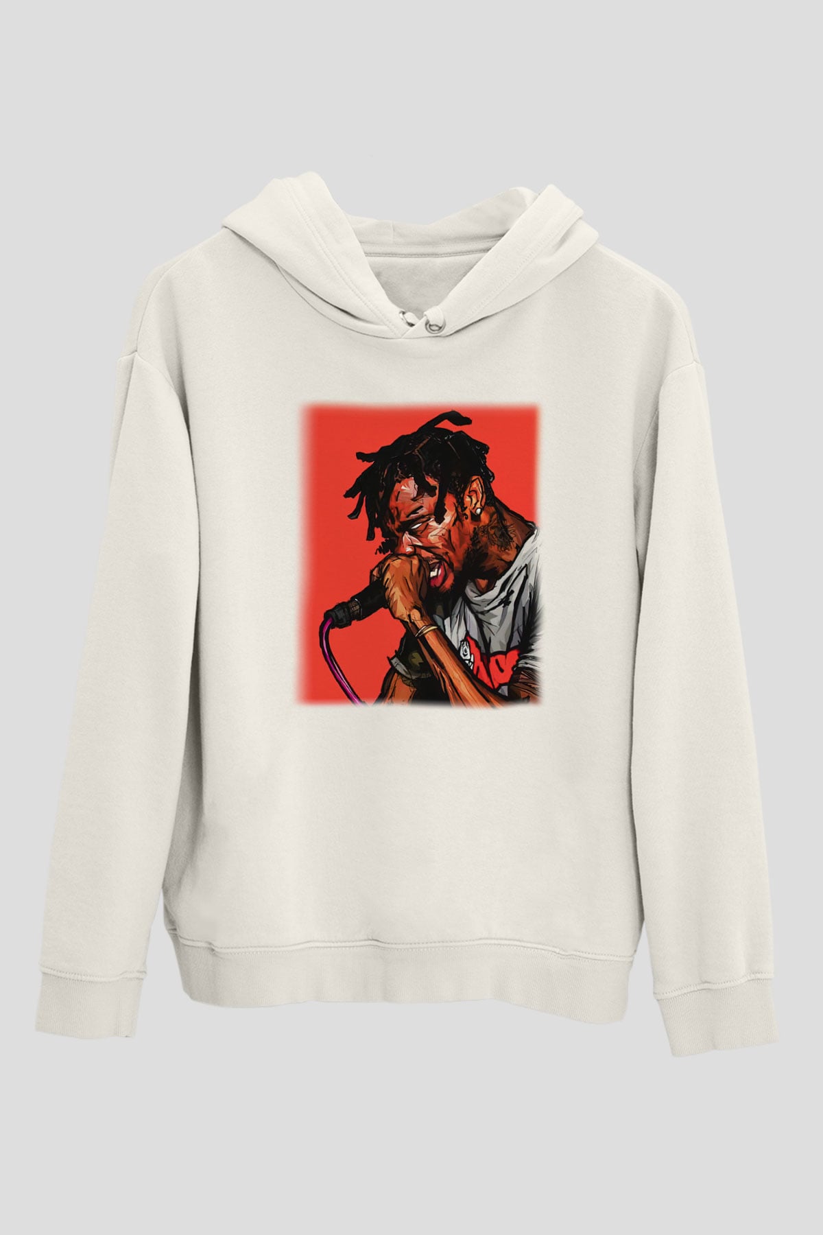 Travis Scott Beyaz Unisex Kapşonlu Sweatshirt