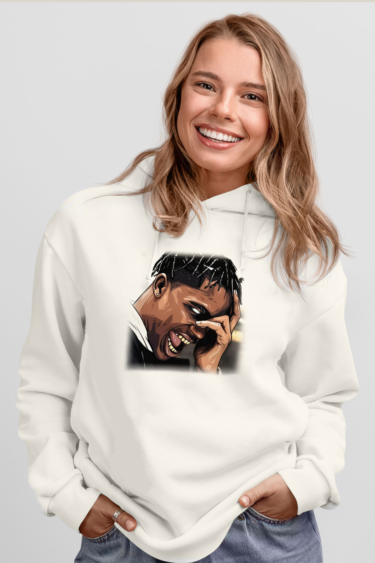Travis Scott Beyaz Unisex Kapşonlu Sweatshirt
