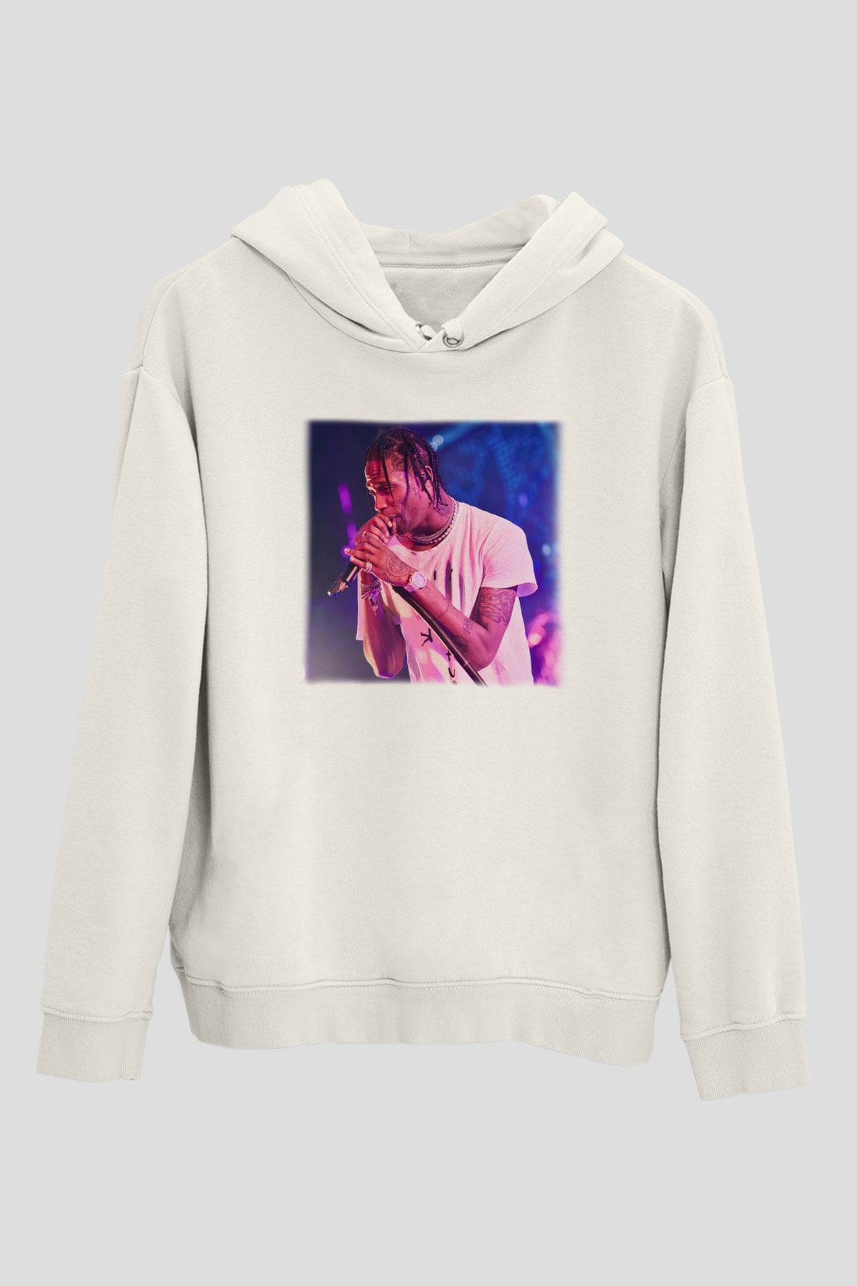 Travis Scott Beyaz Unisex Kapşonlu Sweatshirt