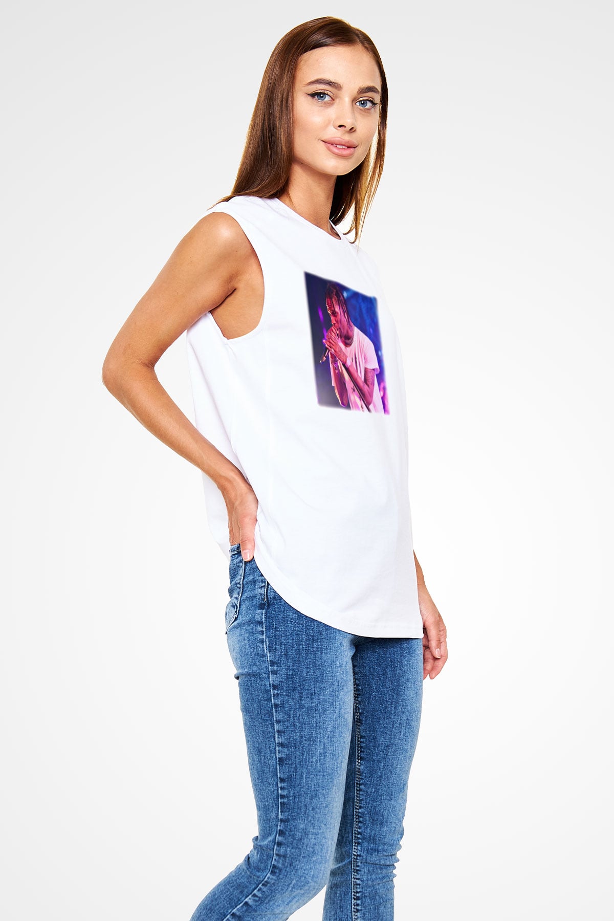 Travis Scott Beyaz Unisex Kolsuz Tişört