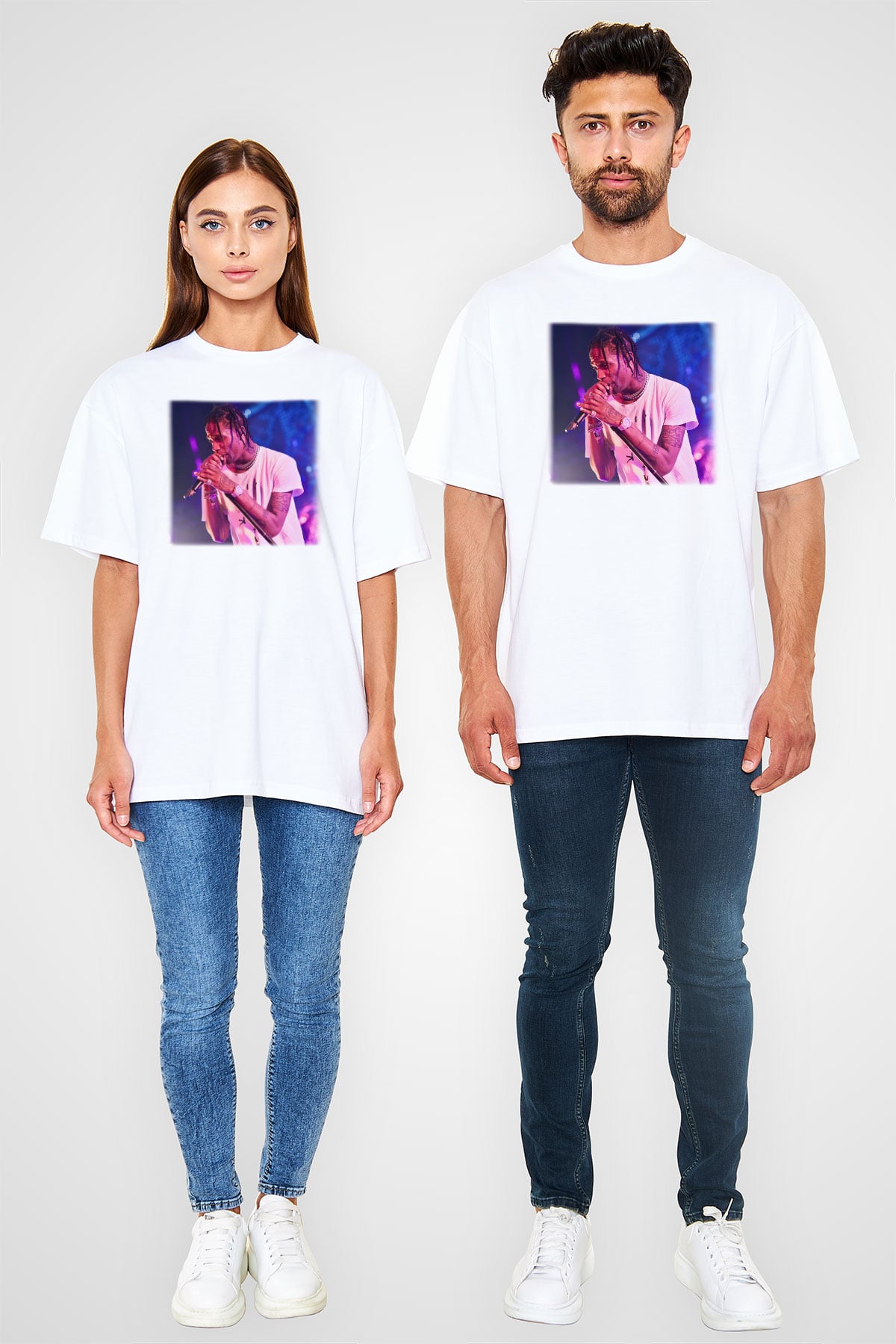 Travis Scott Beyaz Unisex Oversize Tişört T-Shirt