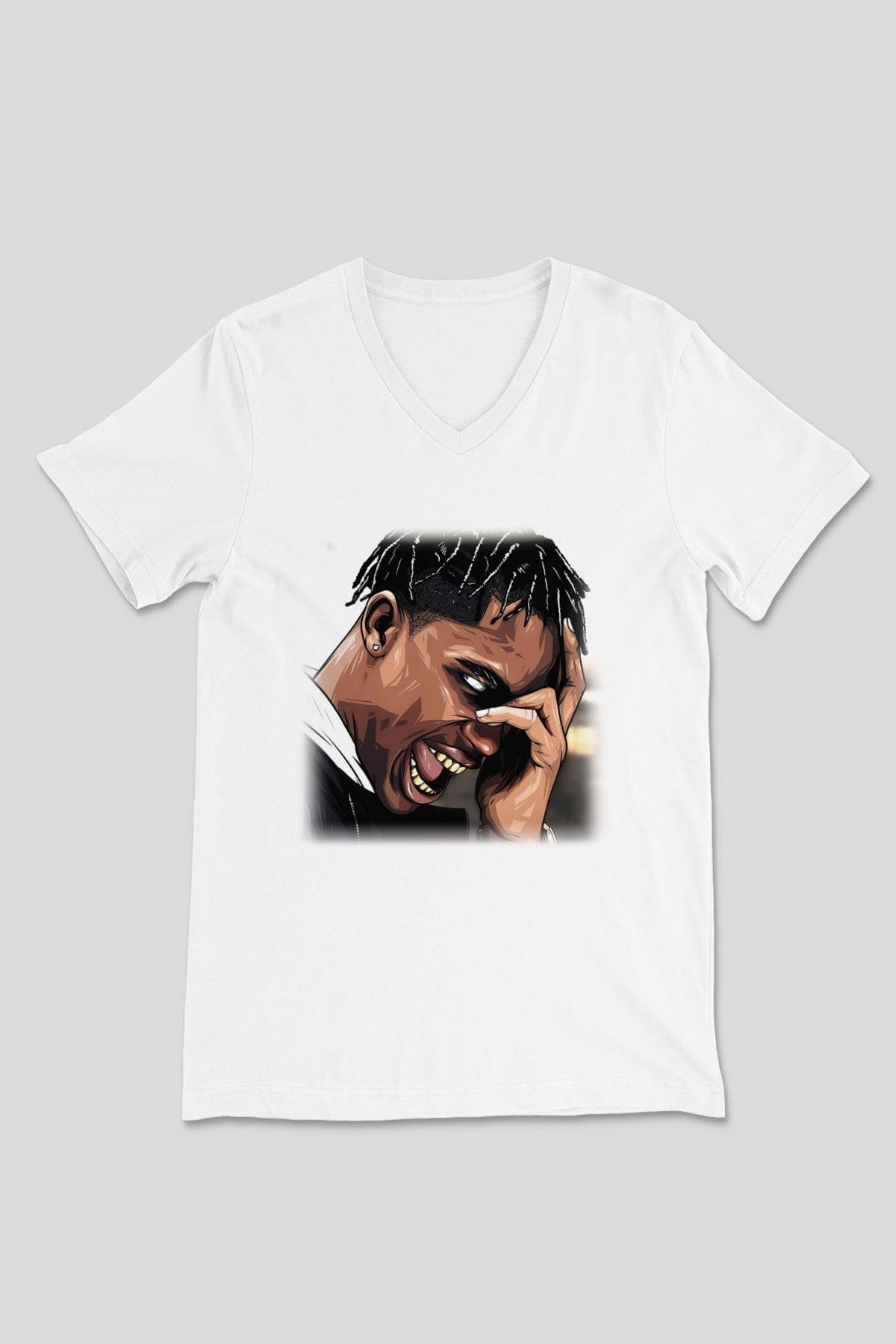Travis Scott Beyaz Unisex V Yaka Tişört T-Shirt