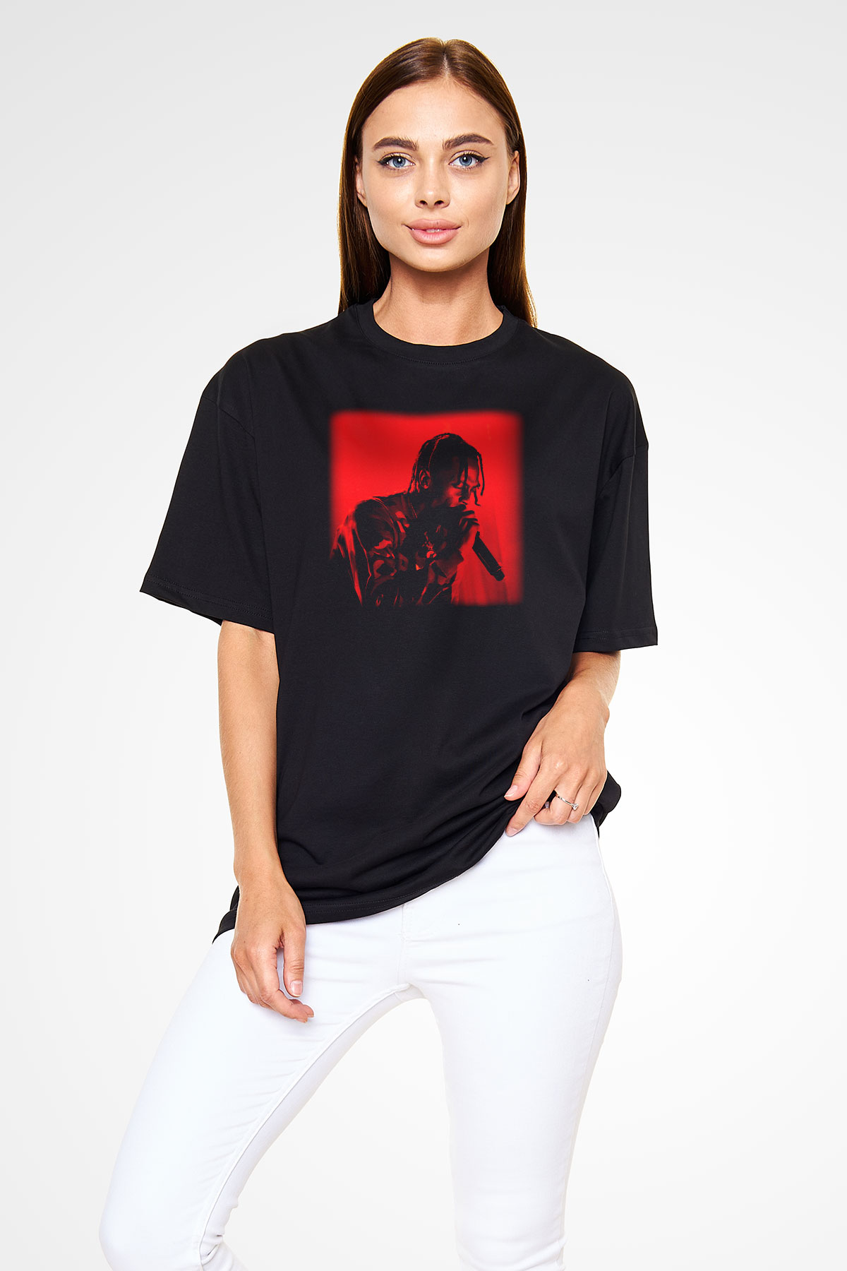 Travis Scott Siyah Unisex Oversize Tişört T-Shirt