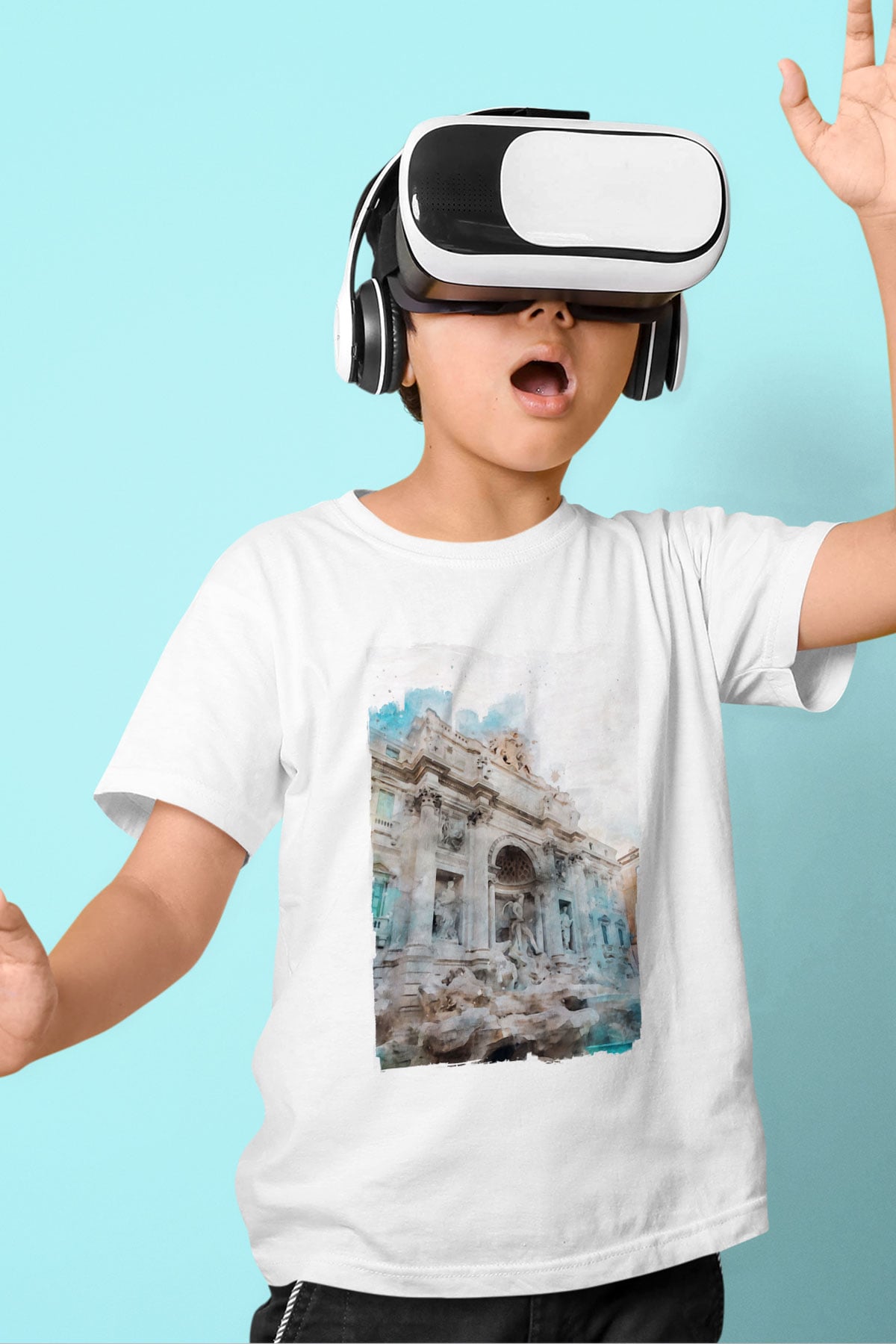 Trevi Çeşmesi Beyaz Unisex Çocuk Tişört