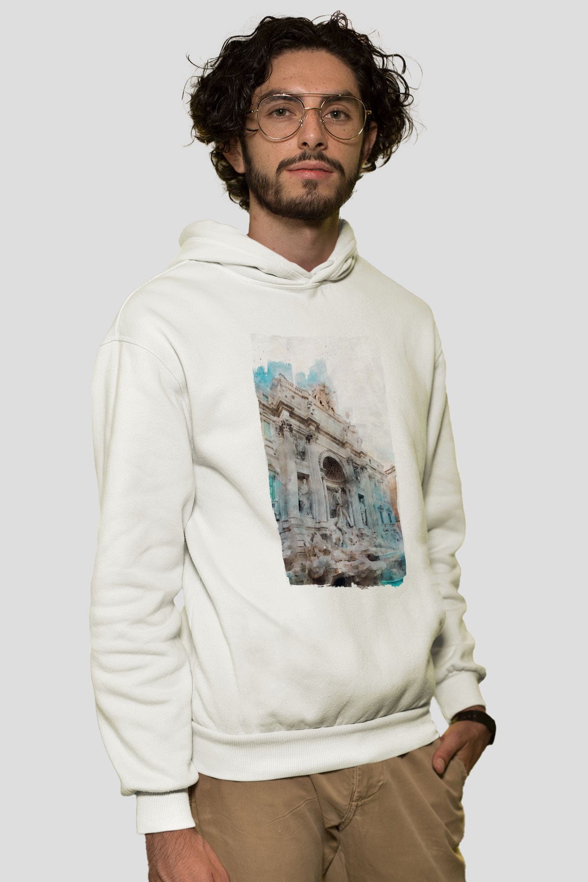 Trevi Çeşmesi Beyaz Unisex Hoodie