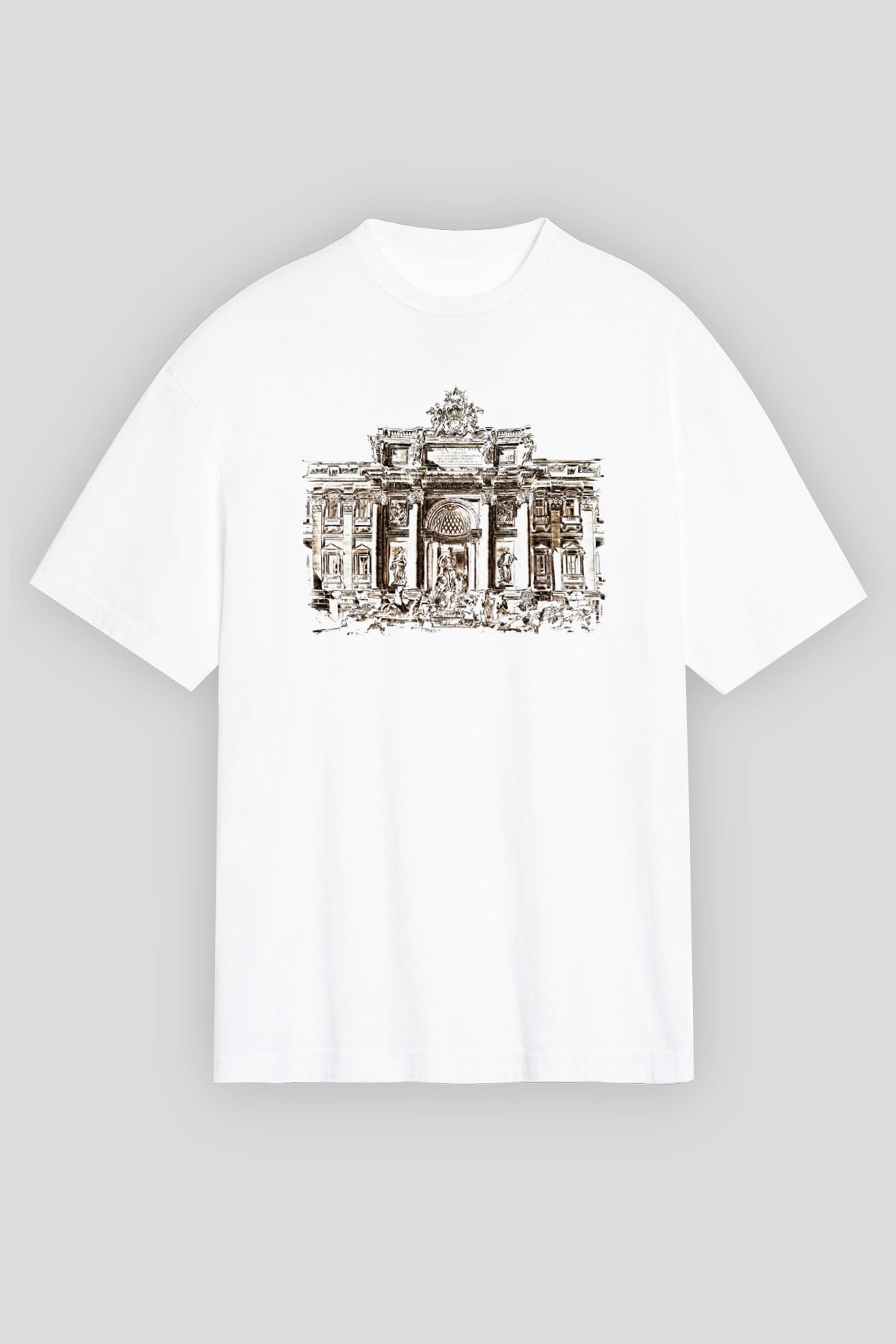 Trevi Çeşmesi Beyaz Unisex Oversize Tişört T-Shirt