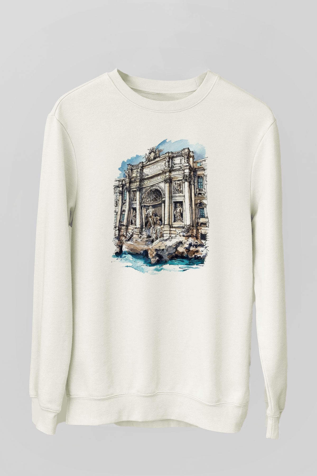 Trevi Çeşmesi Beyaz Unisex Sweatshirt