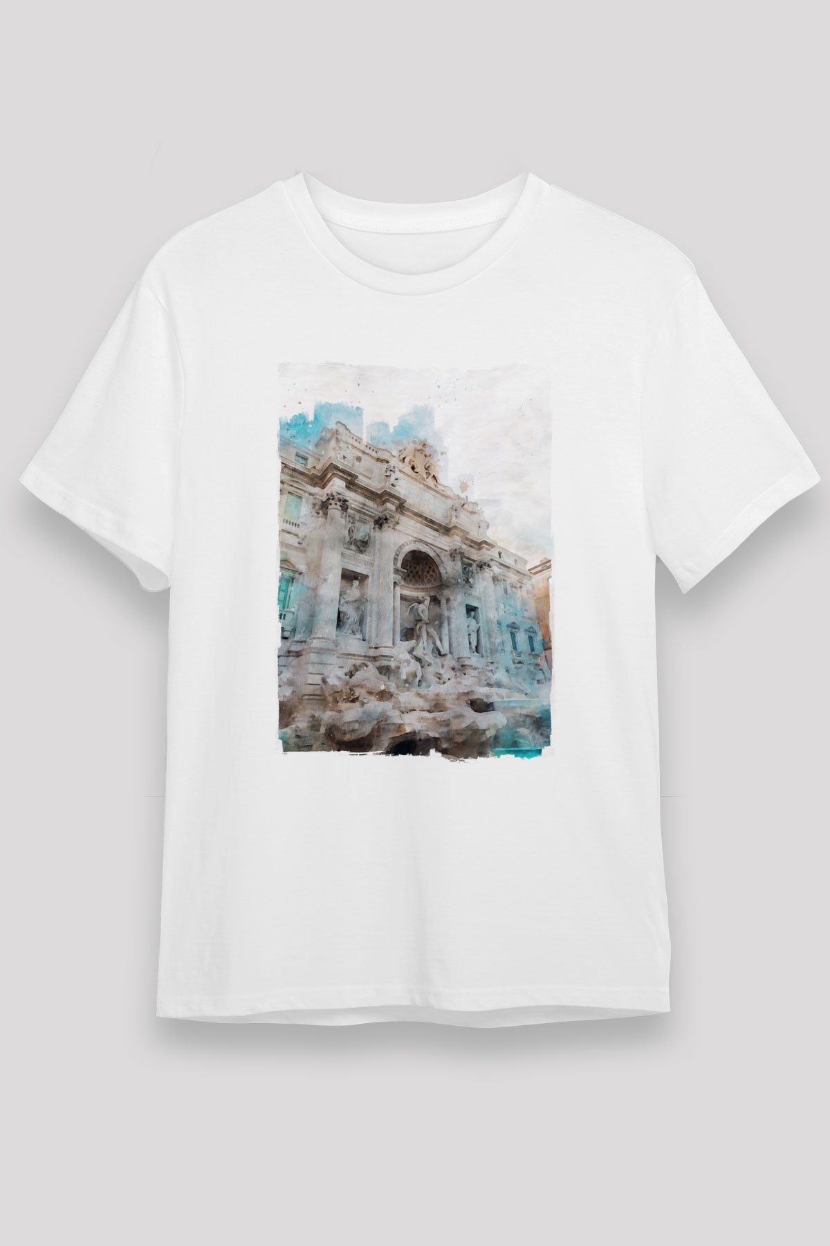 Trevi Çeşmesi Beyaz Unisex Tişört T-Shirt - TişörtFabrikası