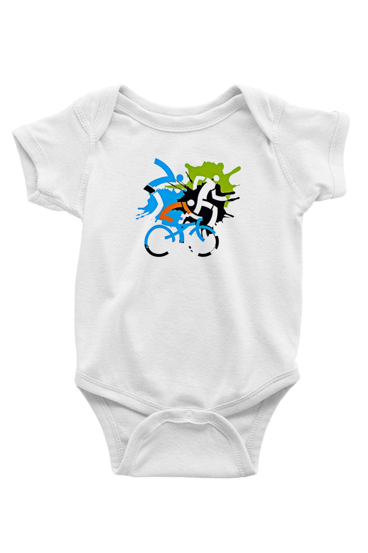 Triathlon Baskılı Beyaz Bebek Body - Zıbın