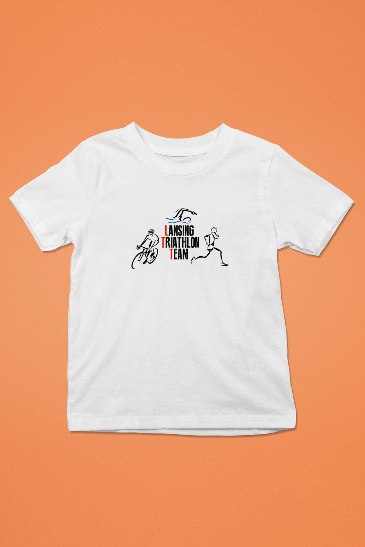 Triathlon Baskılı Unisex Beyaz Çocuk Tişört - Tshirt