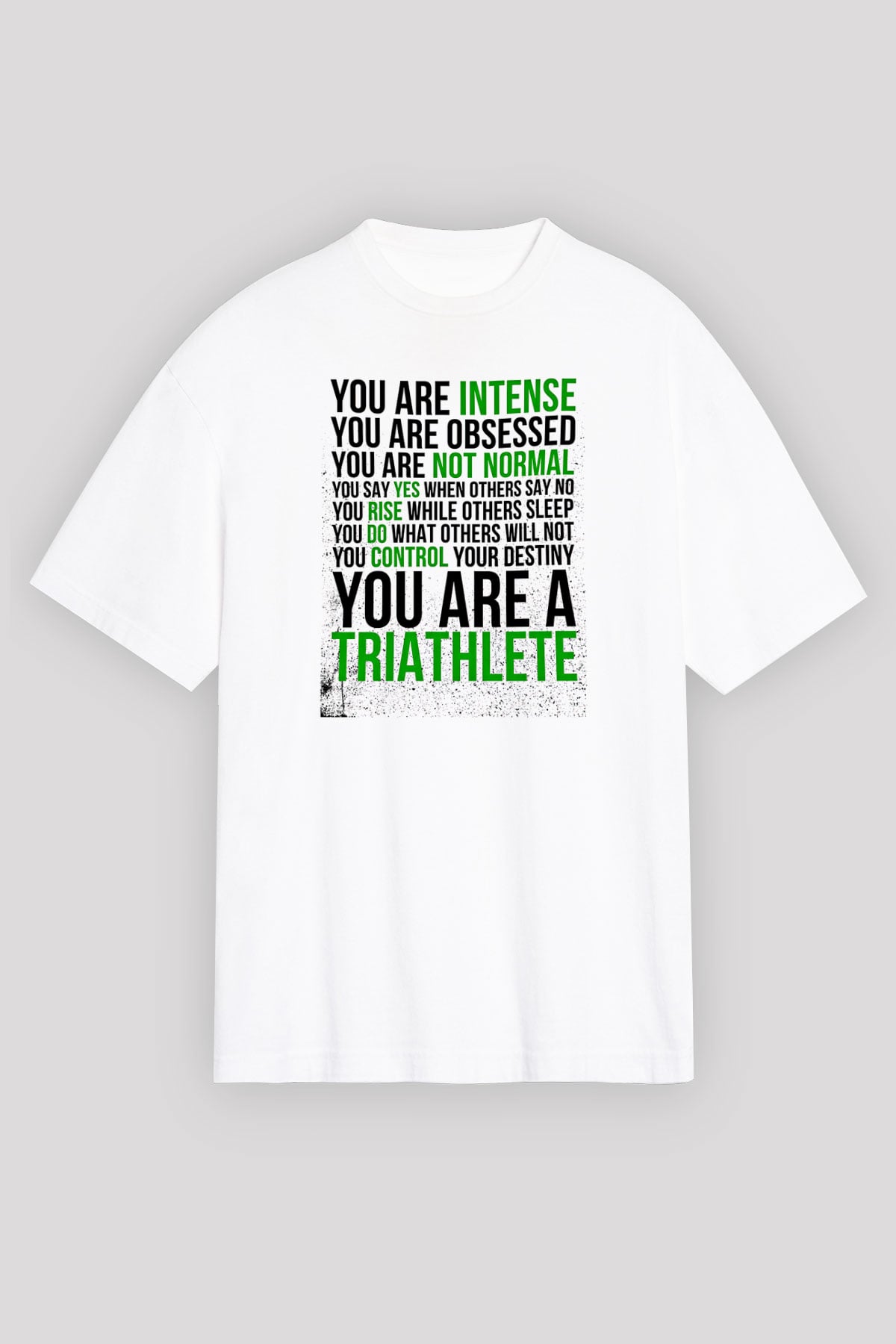 Triathlon Baskılı Unisex Beyaz Oversize Tişört - Tshirt