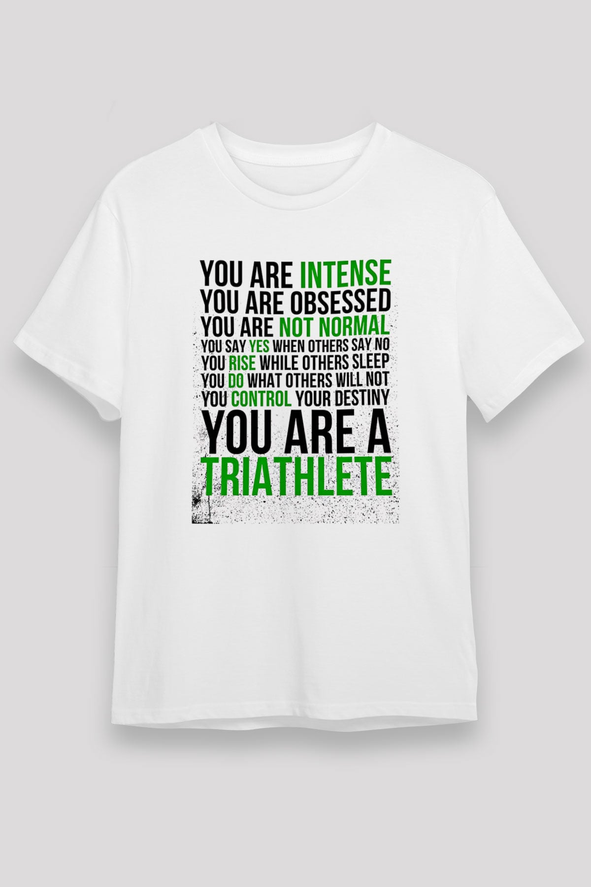 Triathlon Baskılı Unisex Beyaz Tişört - Tshirt