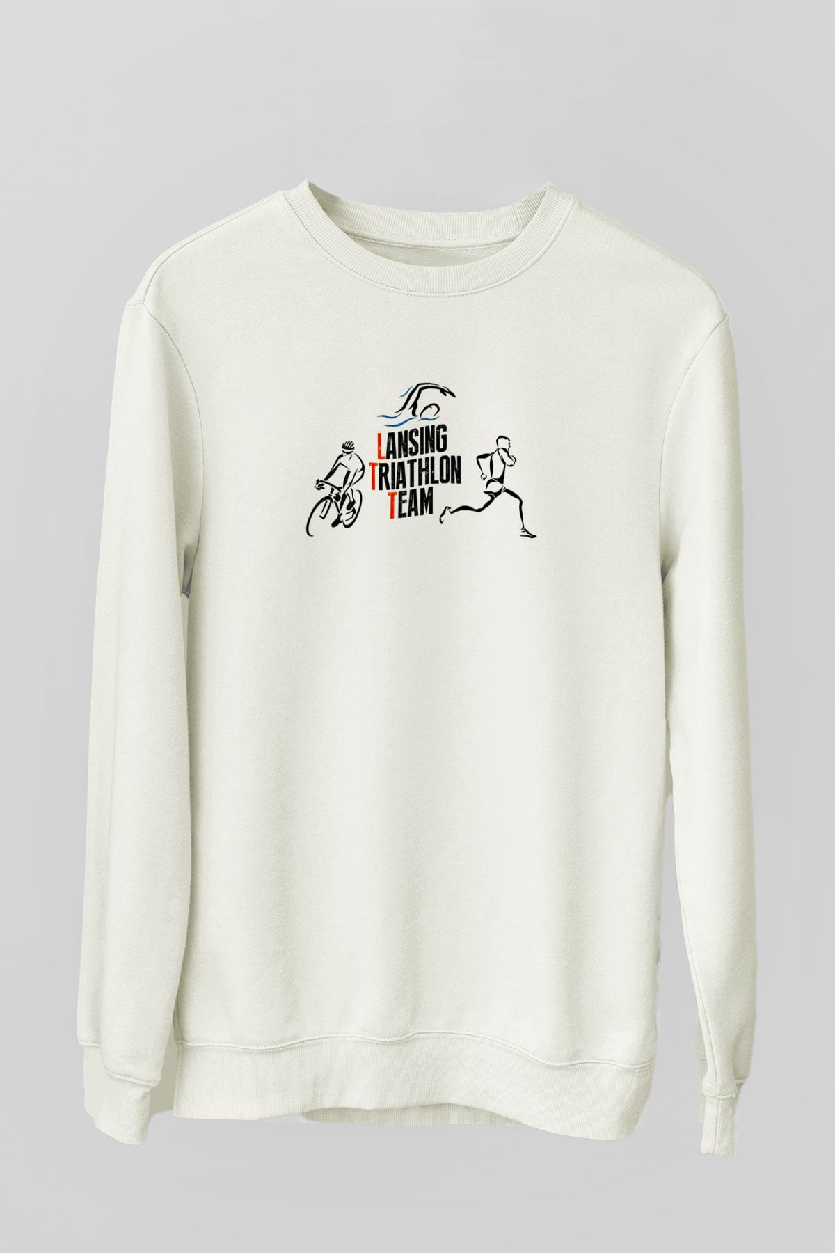 Triathlon Baskılı Unisex Ekru Sweatshirt