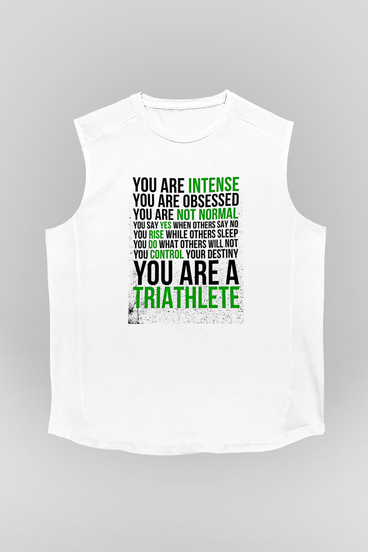 Triathlon Baskılı Unisex Kolsuz Beyaz Tişört