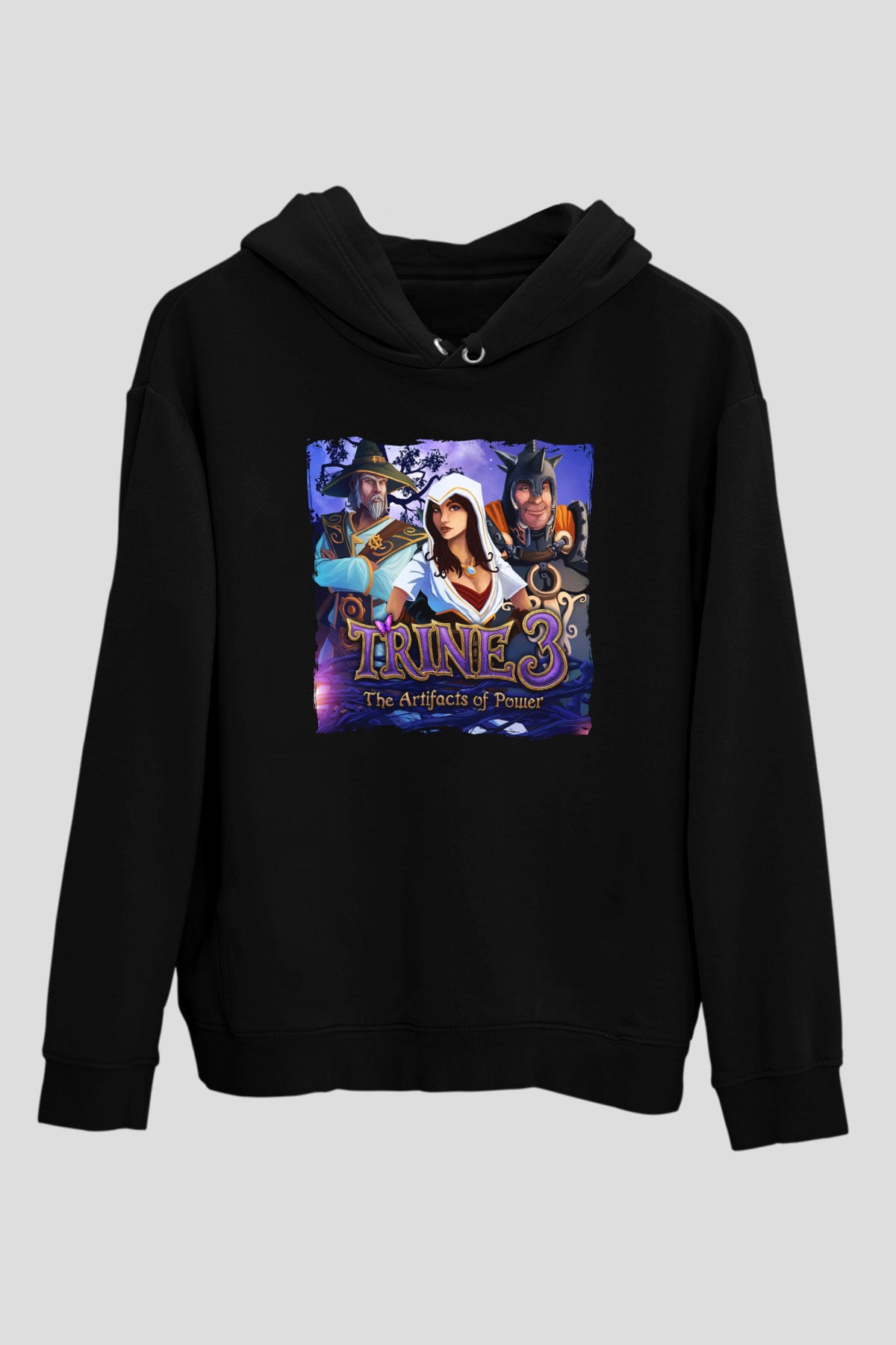 Trine Siyah Unisex Hoodie