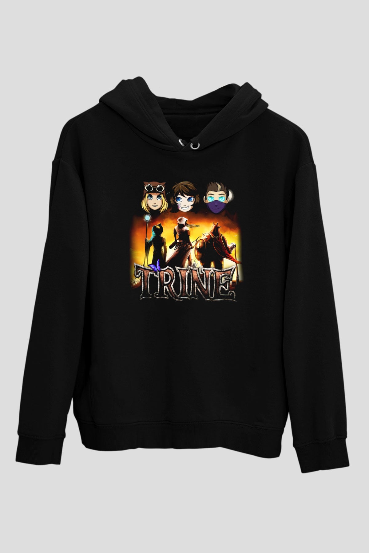 Trine Siyah Unisex Hoodie