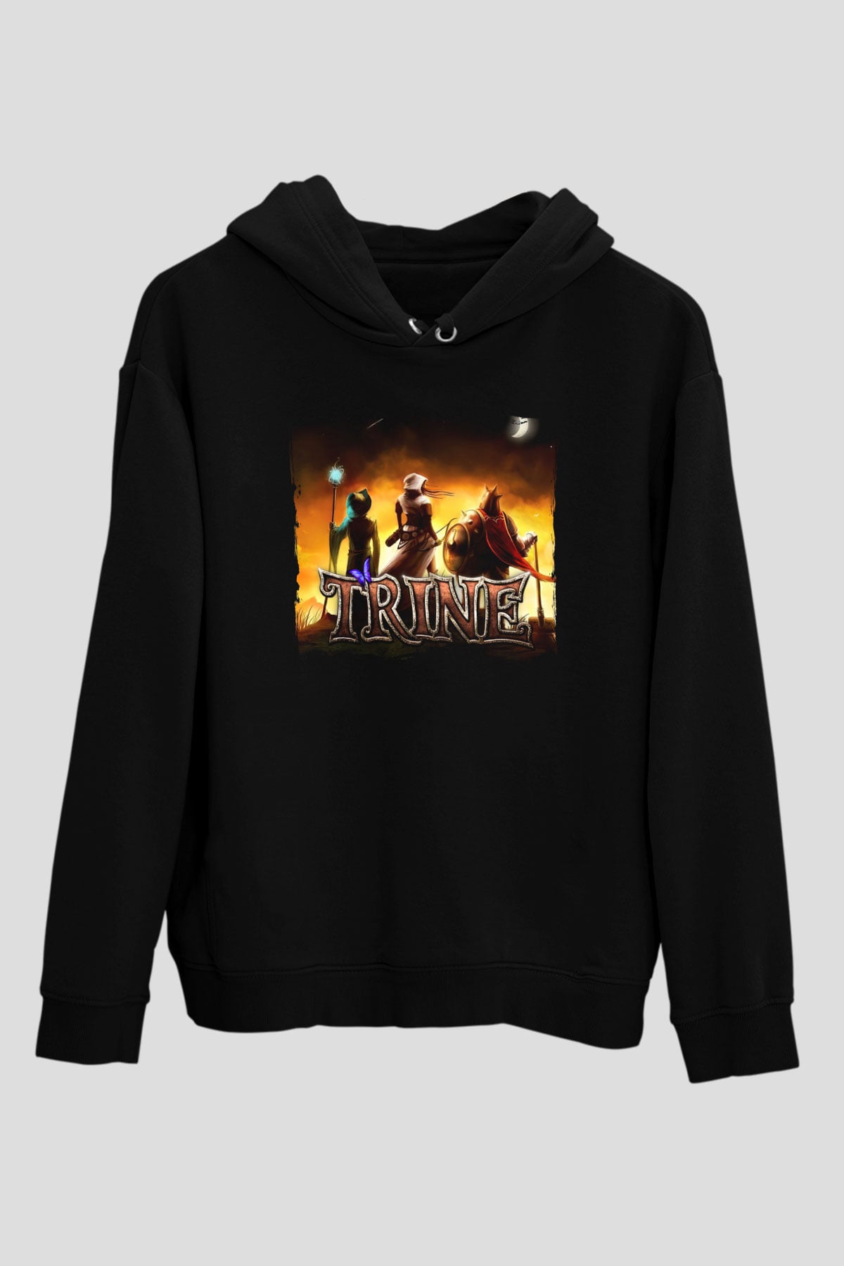 Trine Siyah Unisex Hoodie