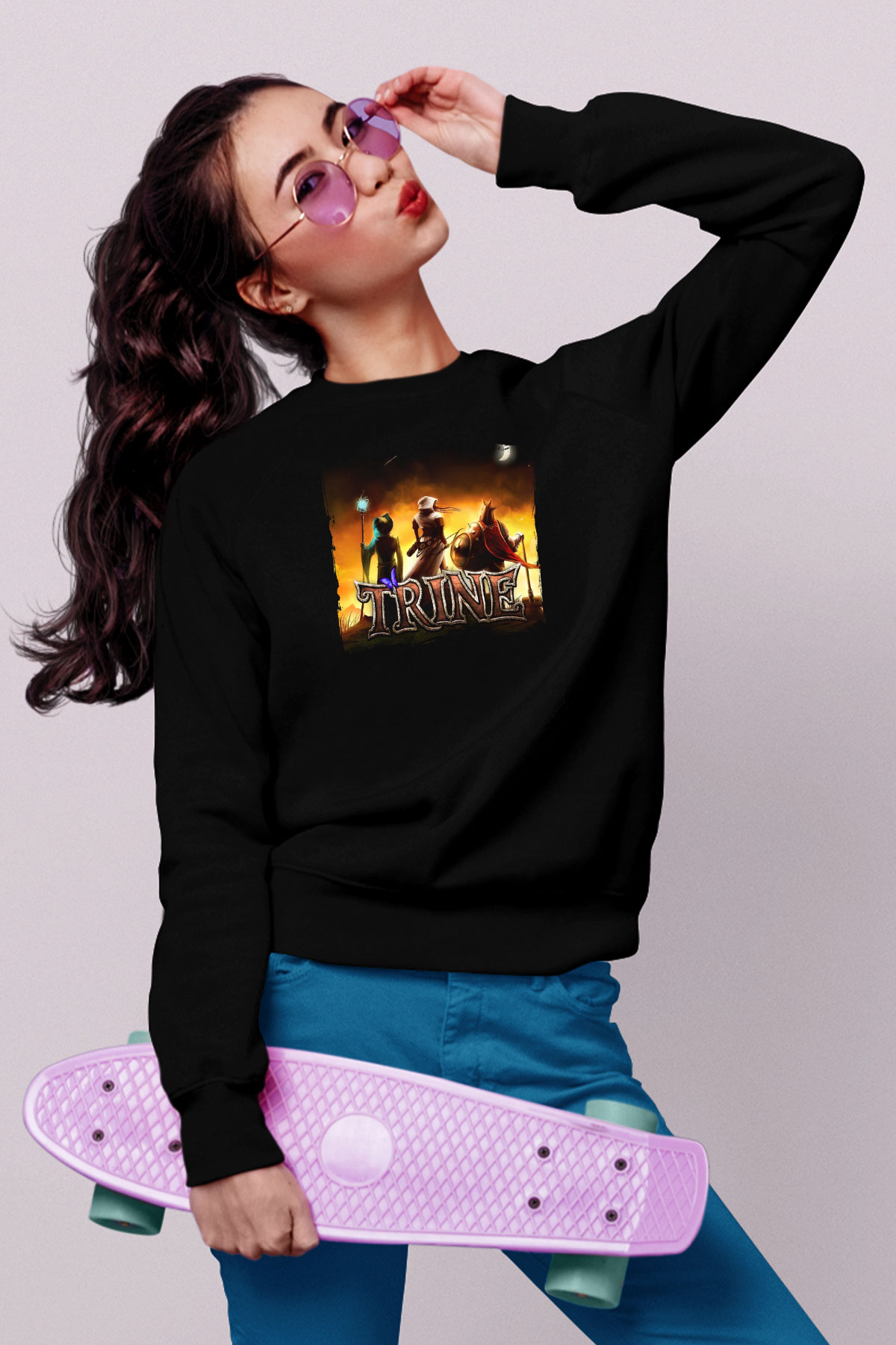 Trine Siyah Unisex Sweatshirt