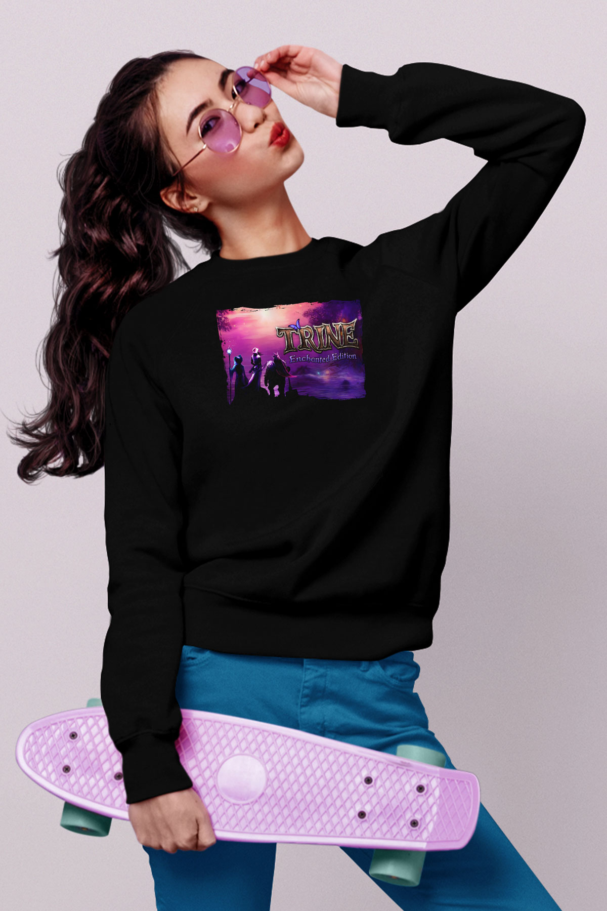 Trine Siyah Unisex Sweatshirt