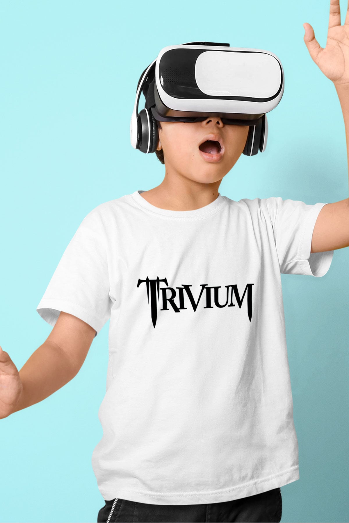 Trivium Baskılı Beyaz Unisex Çocuk Tişört