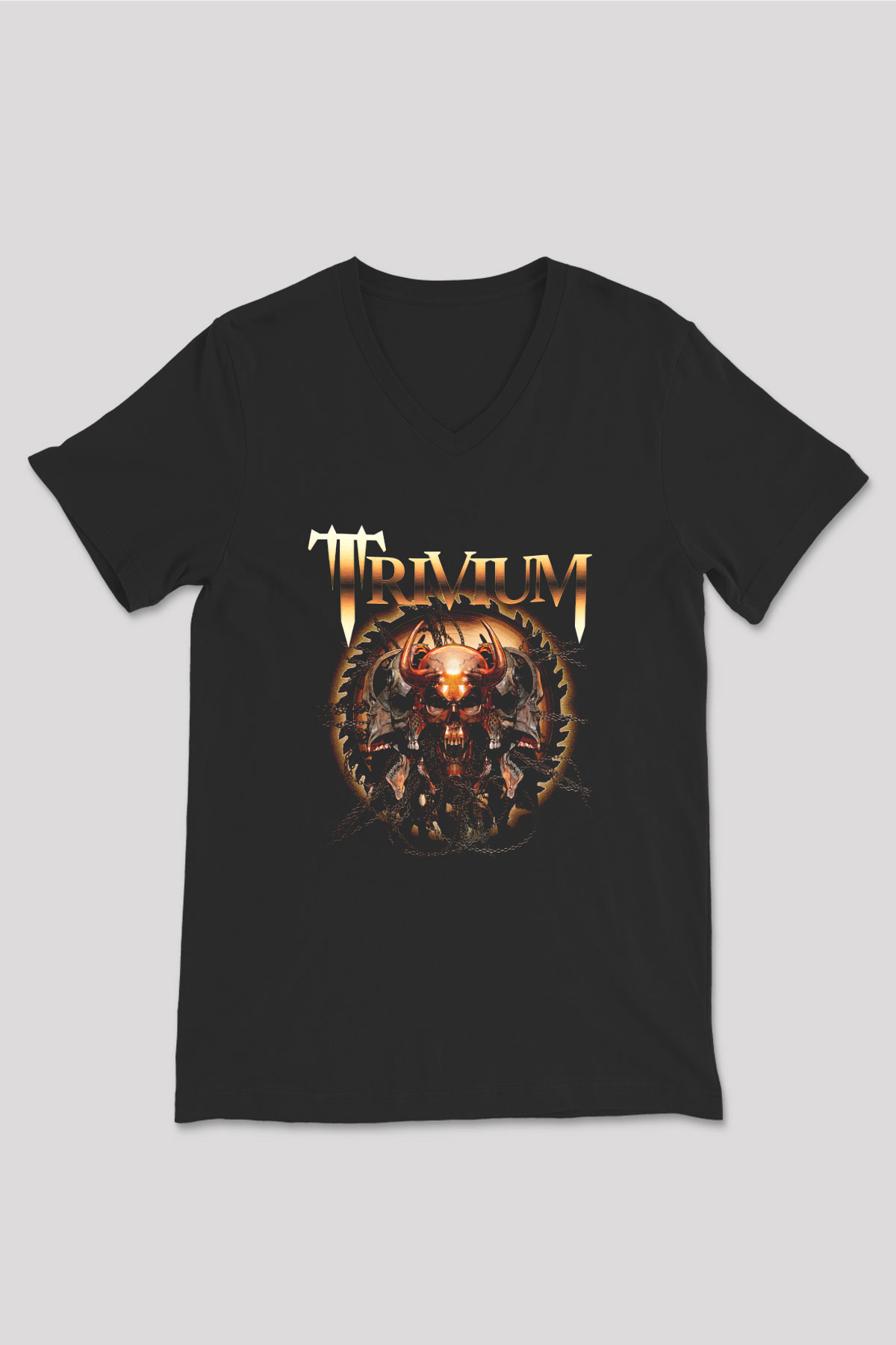 Trivium Siyah Unisex V Yaka Tişört T-Shirt