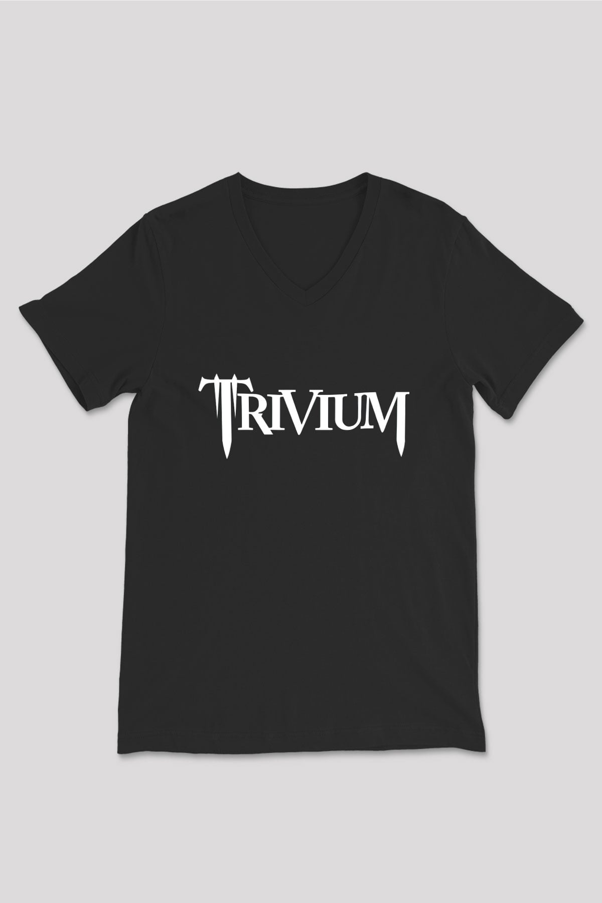 Trivium Siyah Unisex V Yaka Tişört T-Shirt