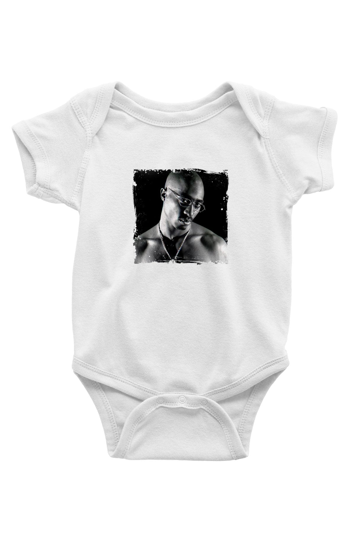 Tupac Baskılı Unisex Beyaz Bebek Body - Zıbın