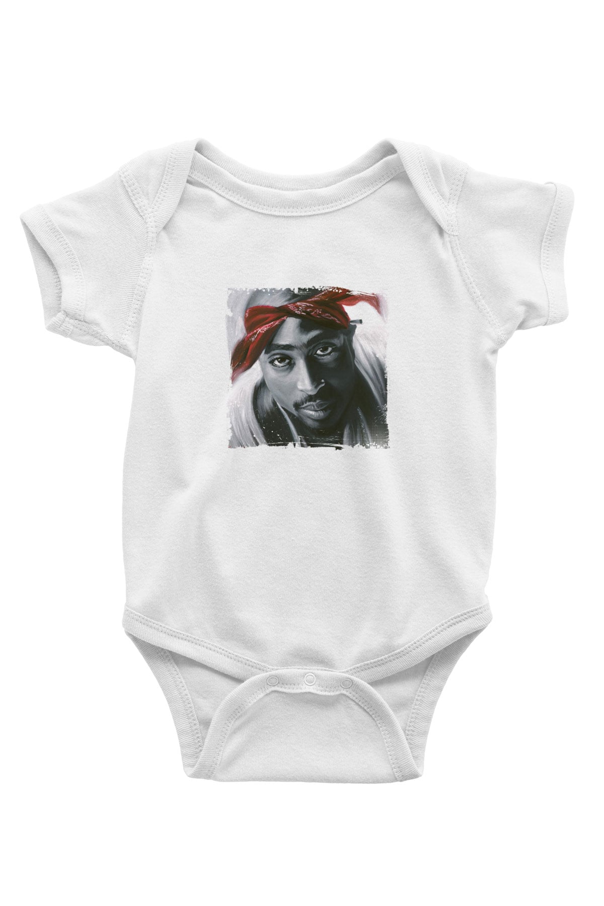 Tupac Baskılı Unisex Beyaz Bebek Body - Zıbın