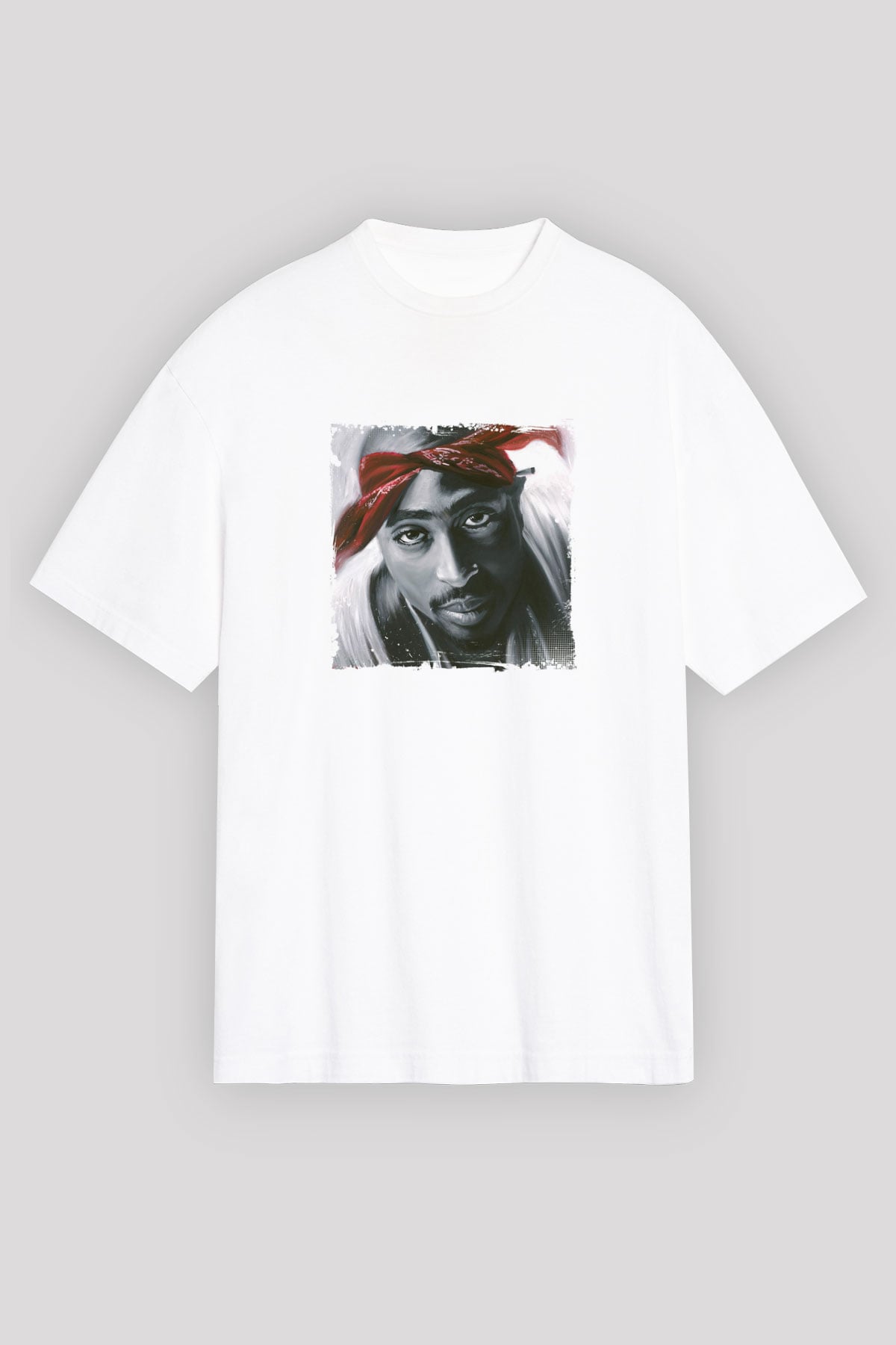 Tupac Baskılı Unisex Beyaz Tişört