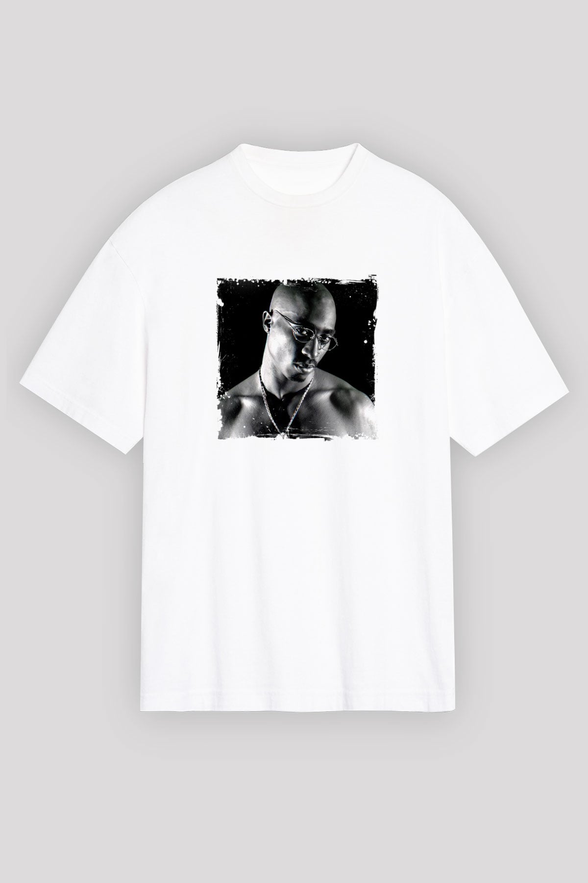 Tupac Baskılı Unisex Beyaz Tişört