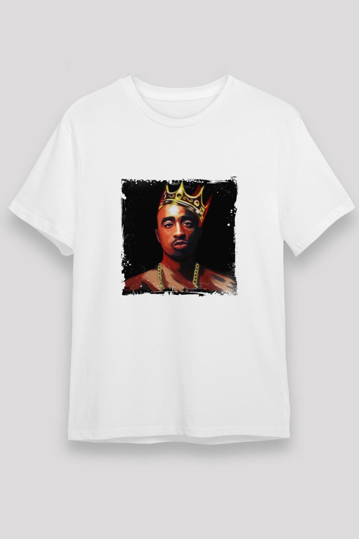 Tupac Baskılı Unisex Beyaz Tişört