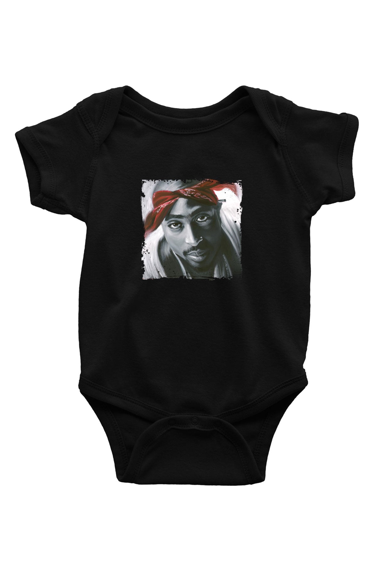 Tupac Baskılı Unisex Siyah Bebek Body - Zıbın
