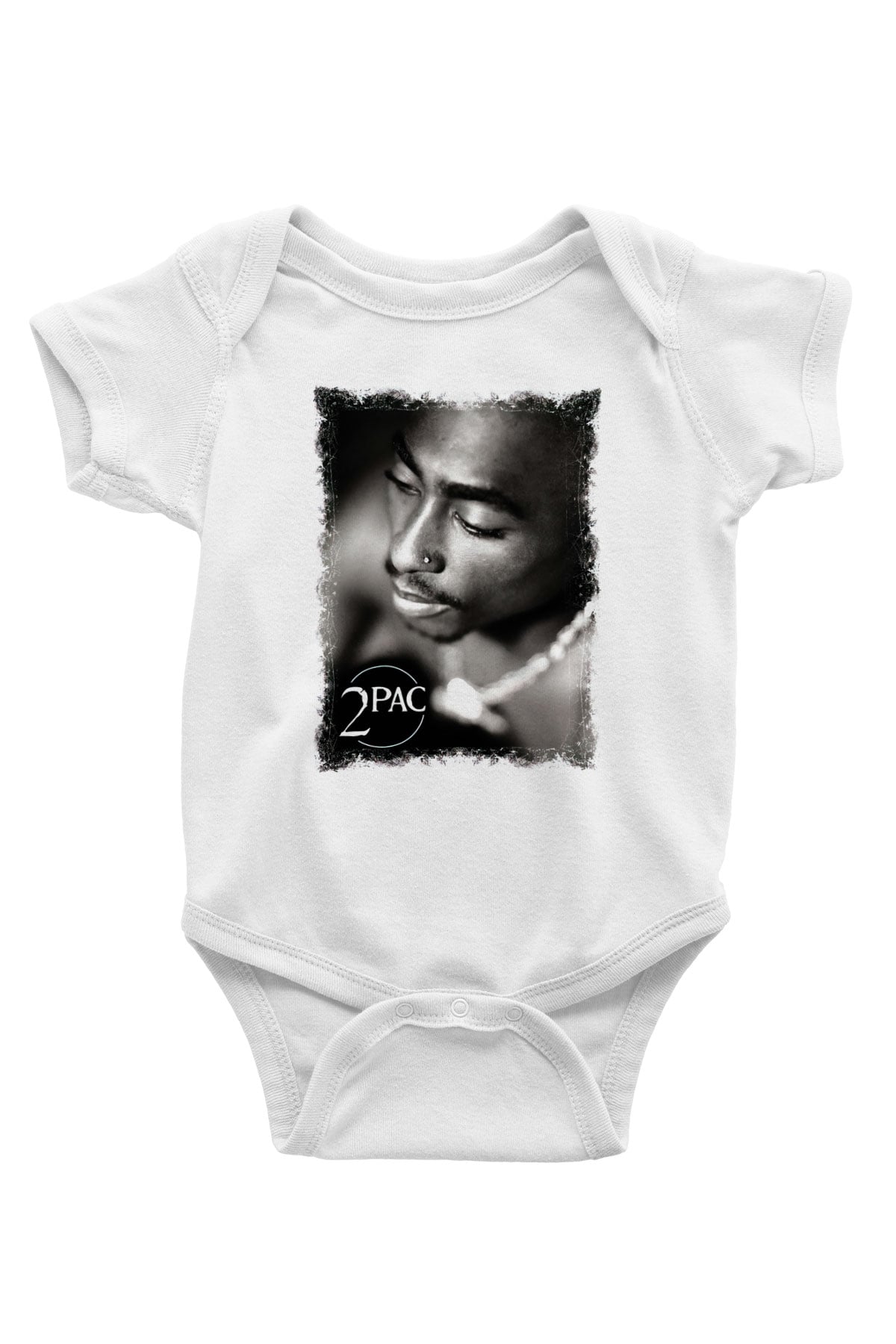 Tupac Shakur Baskılı Beyaz Unisex Bebek Body - Zıbın