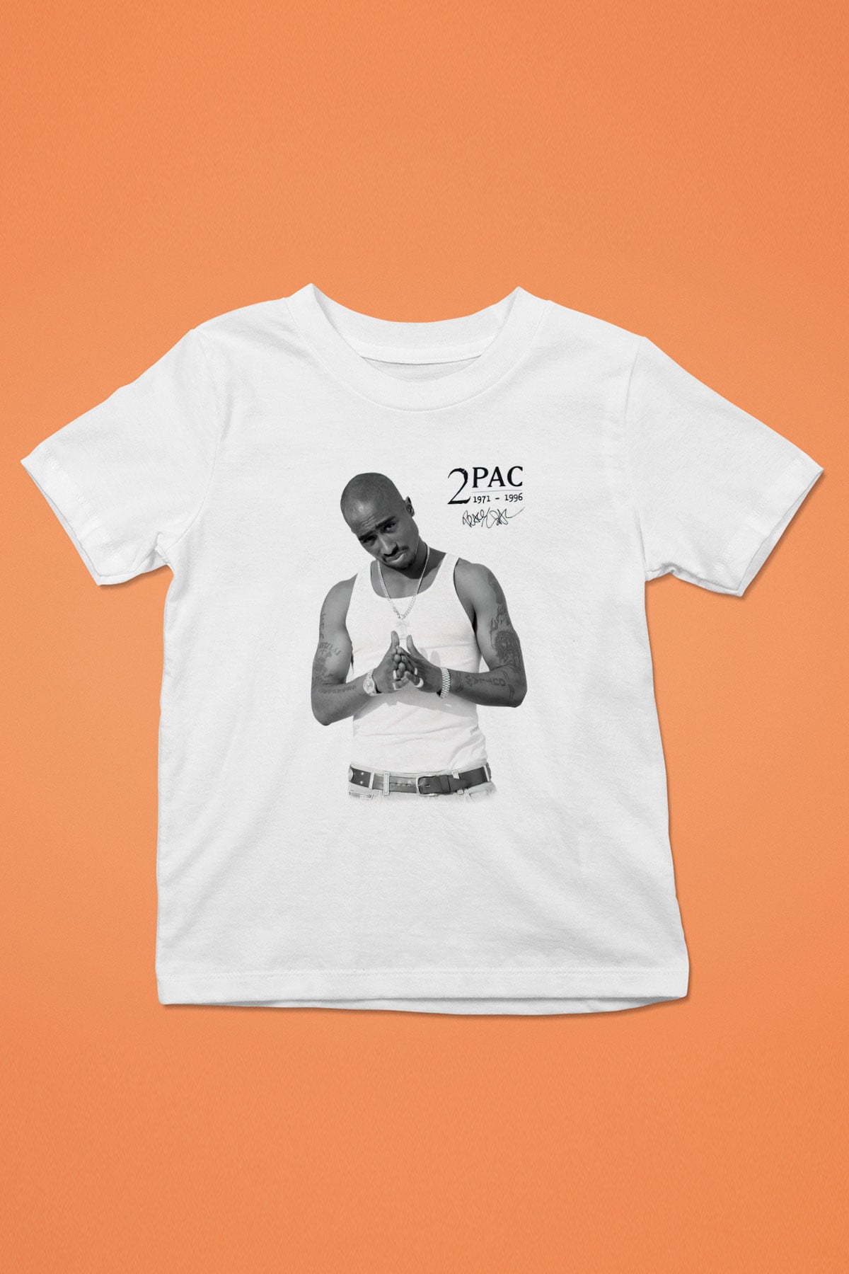 Tupac Shakur Baskılı Beyaz Unisex Çocuk Tişört