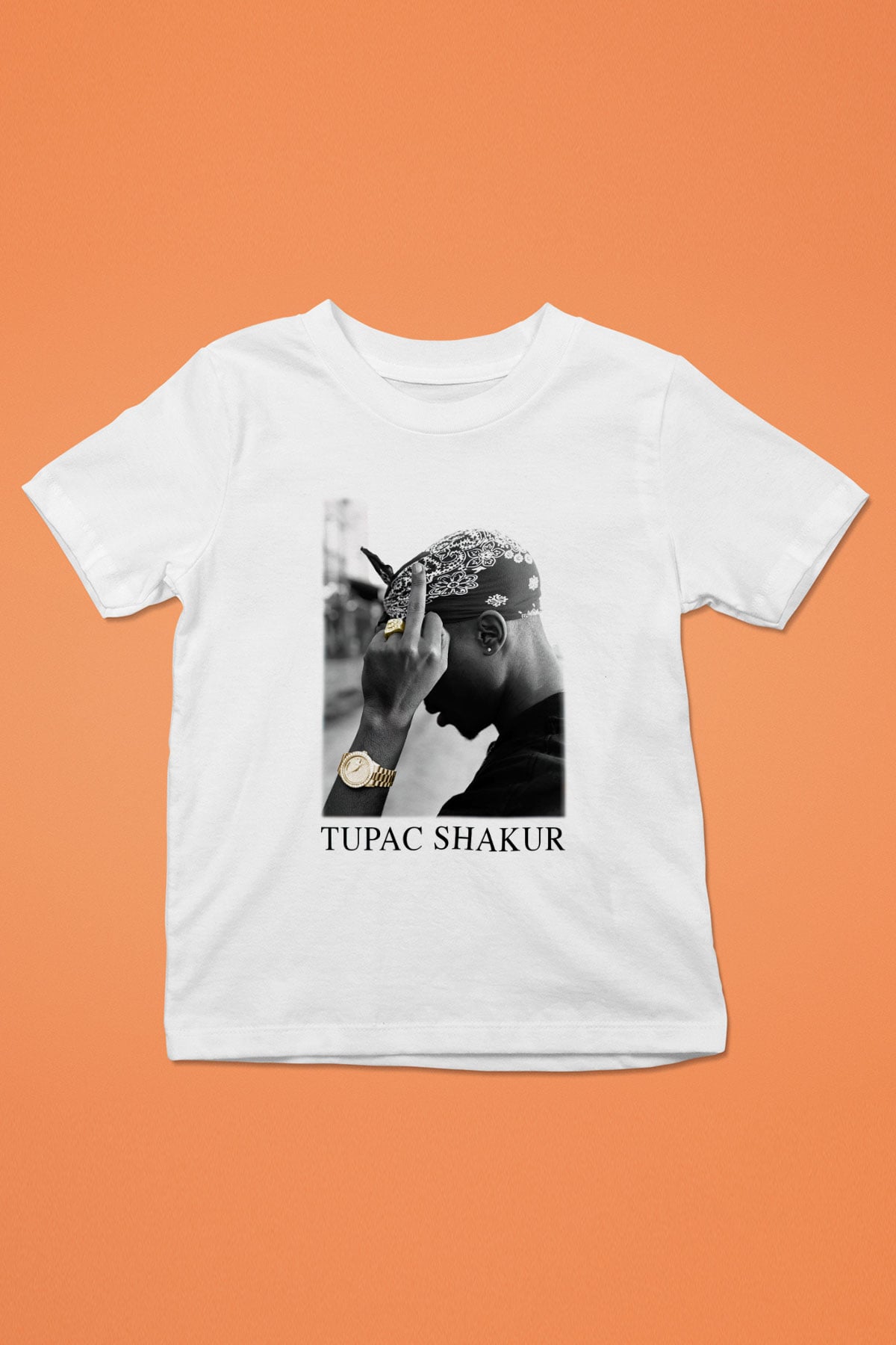 Tupac Shakur Baskılı Beyaz Unisex Çocuk Tişört